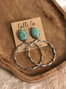 The Swain Hoop Earrings, 46-Earrings-Calli Co., Turquoise and Silver Jewelry, Native American Handmade, Zuni Tribe, Navajo Tribe, Brock Texas