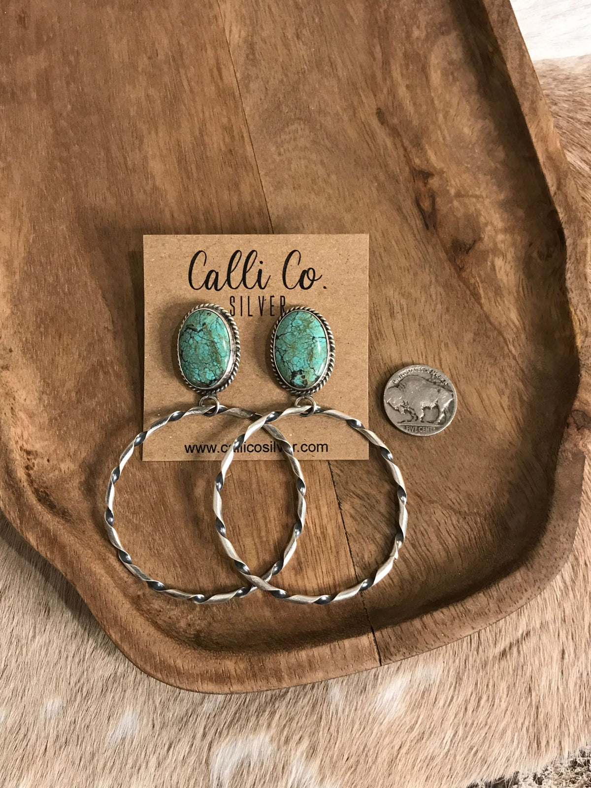The Swain Hoop Earrings, 46-Earrings-Calli Co., Turquoise and Silver Jewelry, Native American Handmade, Zuni Tribe, Navajo Tribe, Brock Texas