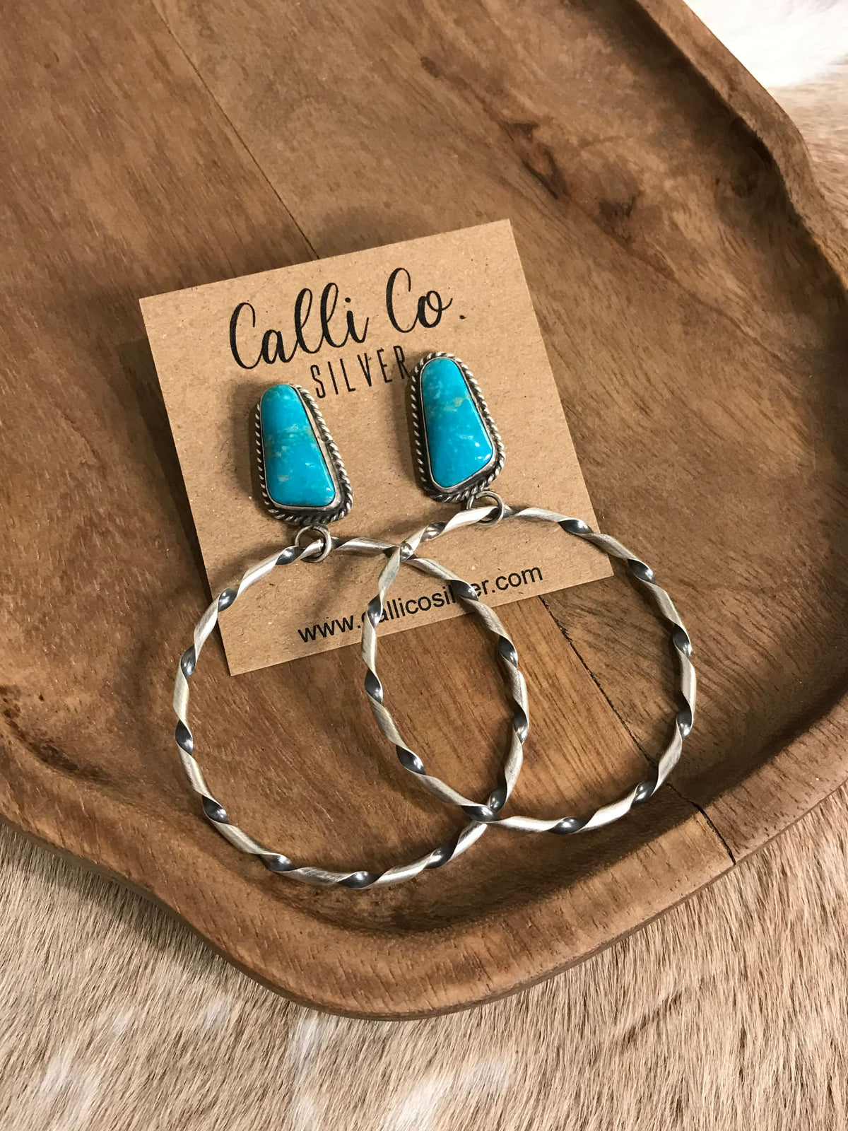 The Swain Hoop Earrings, 47-Earrings-Calli Co., Turquoise and Silver Jewelry, Native American Handmade, Zuni Tribe, Navajo Tribe, Brock Texas