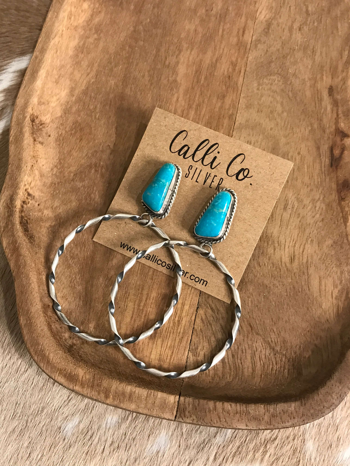 The Swain Hoop Earrings, 47-Earrings-Calli Co., Turquoise and Silver Jewelry, Native American Handmade, Zuni Tribe, Navajo Tribe, Brock Texas