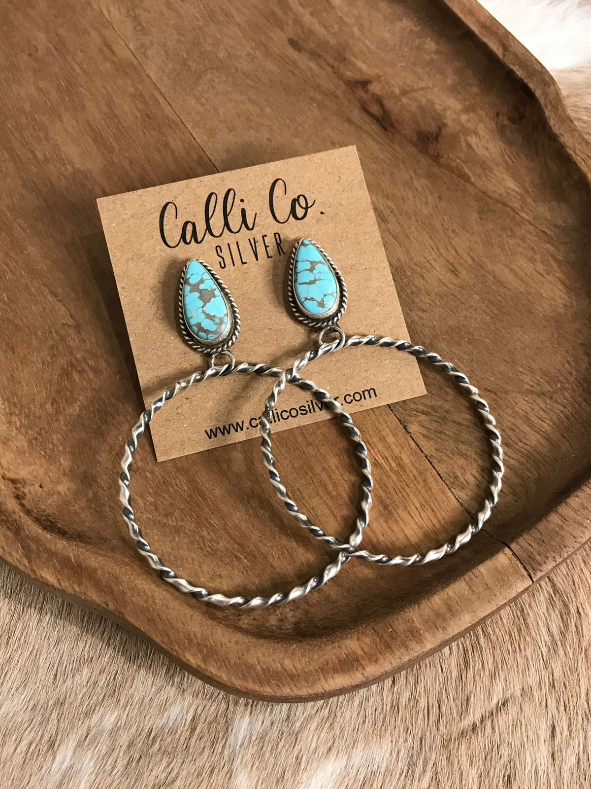 The Swain Hoop Earrings, 48-Earrings-Calli Co., Turquoise and Silver Jewelry, Native American Handmade, Zuni Tribe, Navajo Tribe, Brock Texas