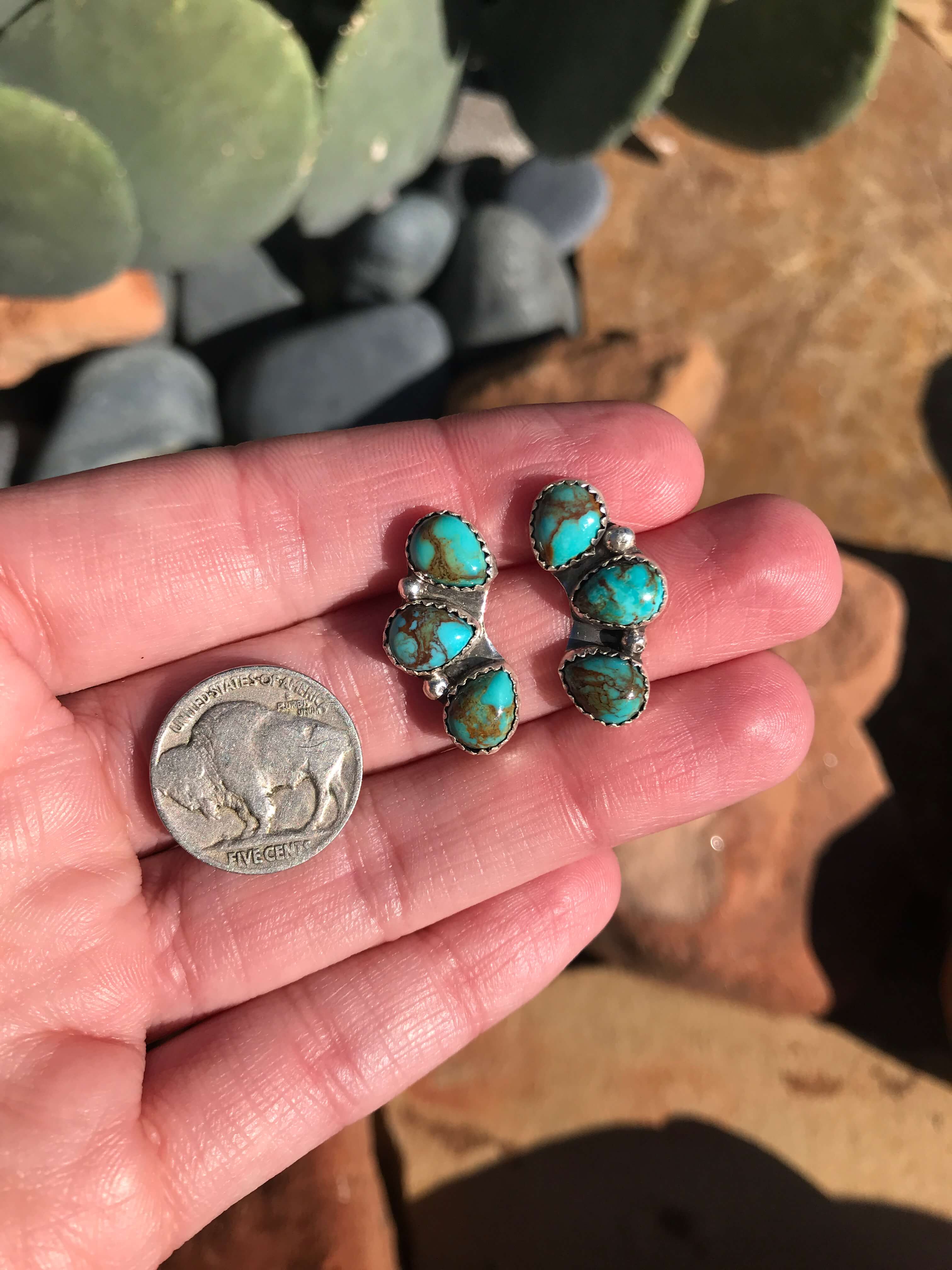 The Willow Creek Earrings, 1-Earrings-Calli Co., Turquoise and Silver Jewelry, Native American Handmade, Zuni Tribe, Navajo Tribe, Brock Texas