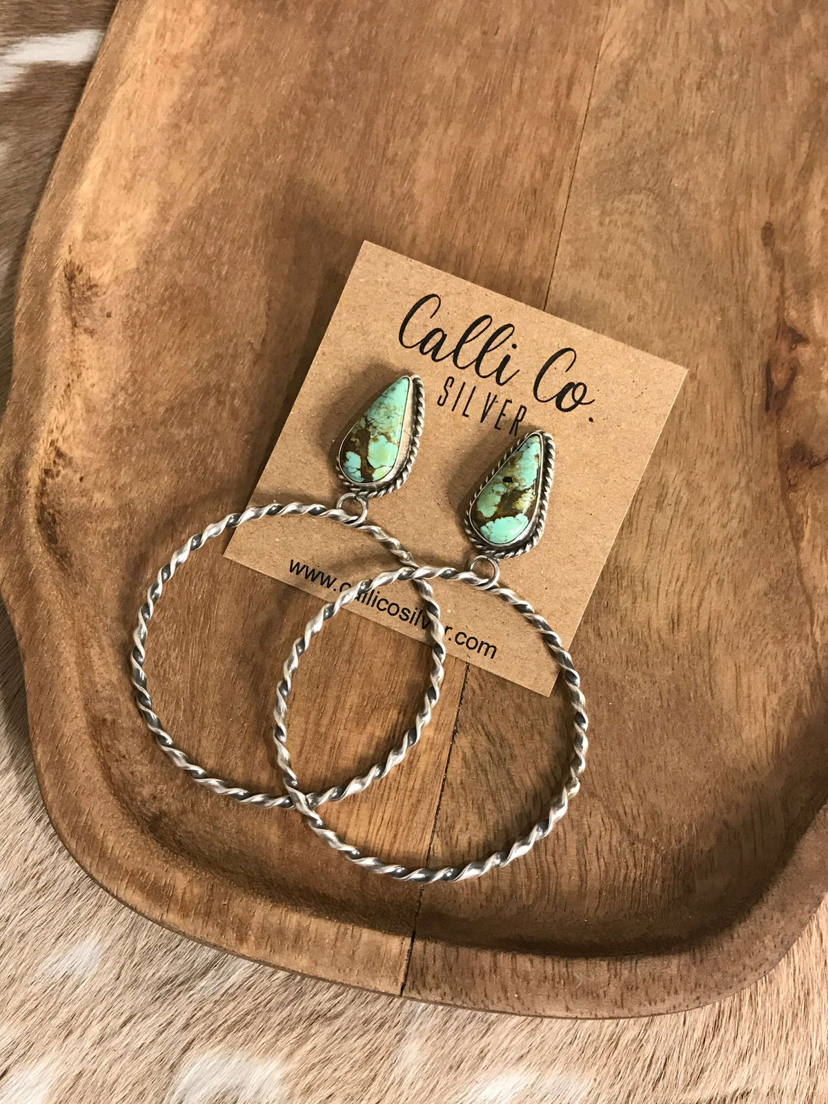 The Swain Hoop Earrings, 49-Earrings-Calli Co., Turquoise and Silver Jewelry, Native American Handmade, Zuni Tribe, Navajo Tribe, Brock Texas