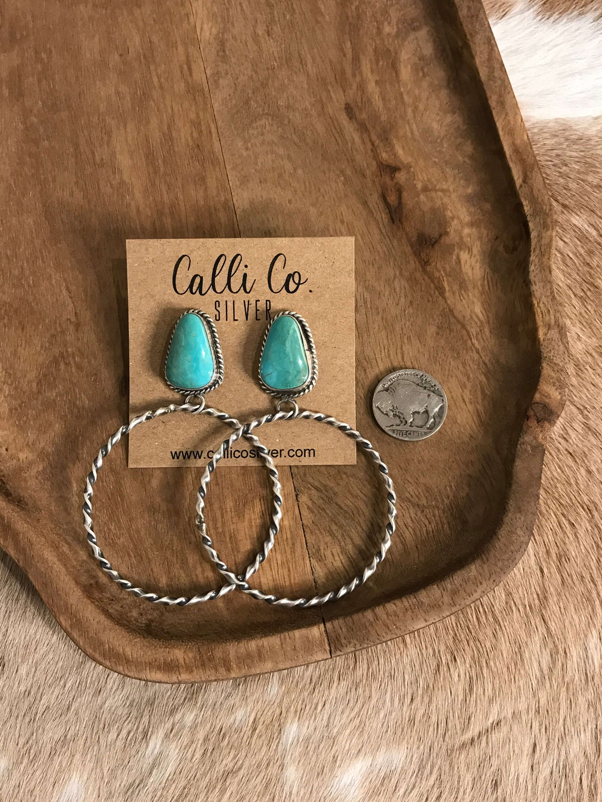 The Swain Hoop Earrings, 50-Earrings-Calli Co., Turquoise and Silver Jewelry, Native American Handmade, Zuni Tribe, Navajo Tribe, Brock Texas