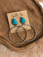 The Swain Hoop Earrings, 51-Earrings-Calli Co., Turquoise and Silver Jewelry, Native American Handmade, Zuni Tribe, Navajo Tribe, Brock Texas