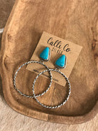 The Swain Hoop Earrings, 51-Earrings-Calli Co., Turquoise and Silver Jewelry, Native American Handmade, Zuni Tribe, Navajo Tribe, Brock Texas
