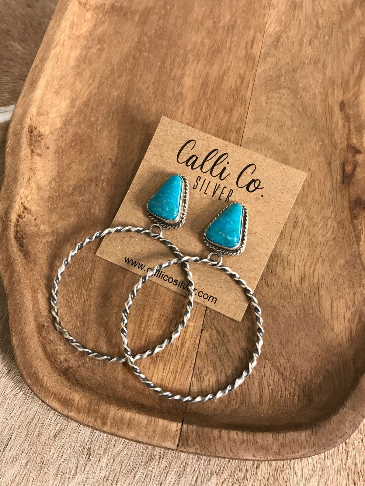 The Swain Hoop Earrings, 51-Earrings-Calli Co., Turquoise and Silver Jewelry, Native American Handmade, Zuni Tribe, Navajo Tribe, Brock Texas