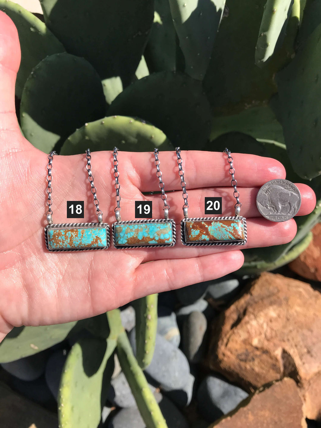 The Big Chief Turquoise Bar Necklaces-Necklaces-Calli Co., Turquoise and Silver Jewelry, Native American Handmade, Zuni Tribe, Navajo Tribe, Brock Texas
