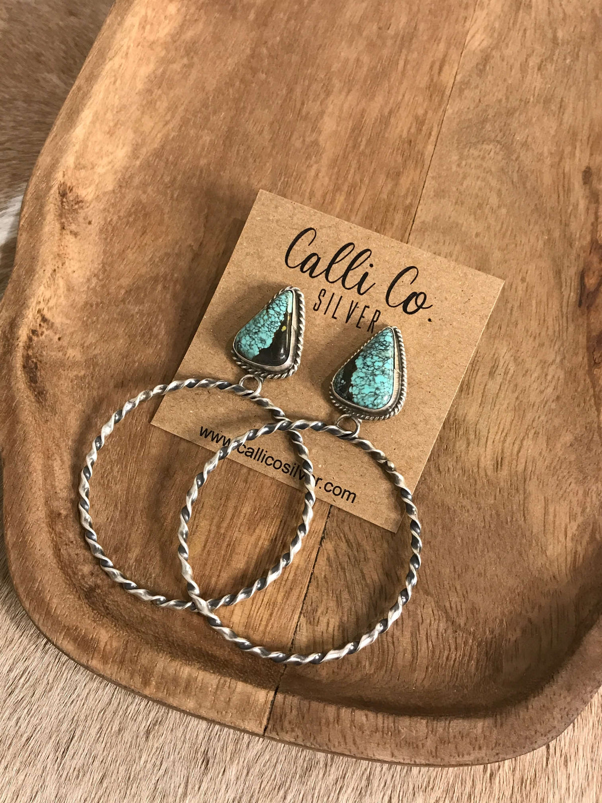 The Swain Hoop Earrings, 52-Earrings-Calli Co., Turquoise and Silver Jewelry, Native American Handmade, Zuni Tribe, Navajo Tribe, Brock Texas