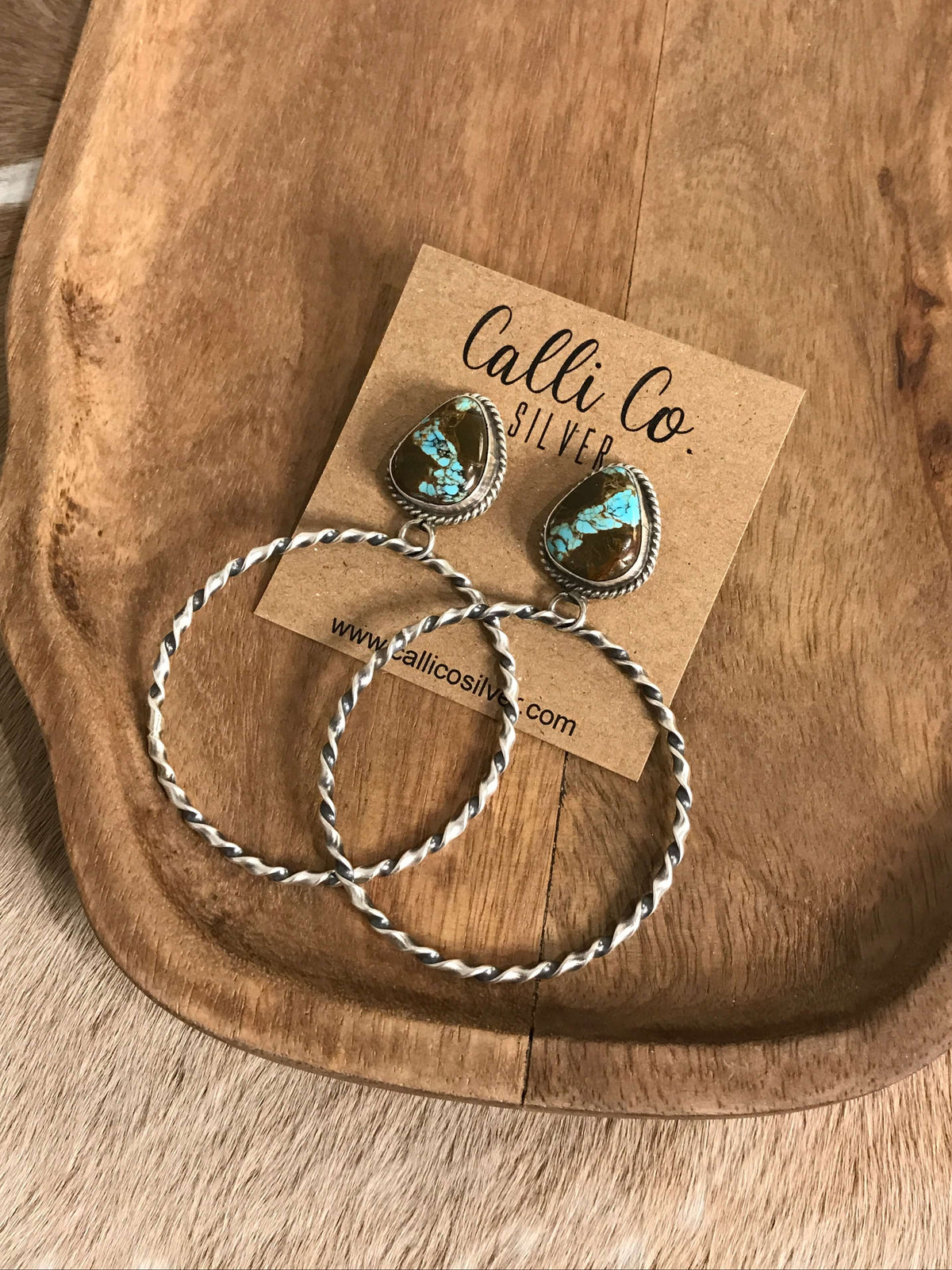 The Swain Hoop Earrings, 53-Earrings-Calli Co., Turquoise and Silver Jewelry, Native American Handmade, Zuni Tribe, Navajo Tribe, Brock Texas