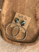 The Swain Hoop Earrings, 53-Earrings-Calli Co., Turquoise and Silver Jewelry, Native American Handmade, Zuni Tribe, Navajo Tribe, Brock Texas
