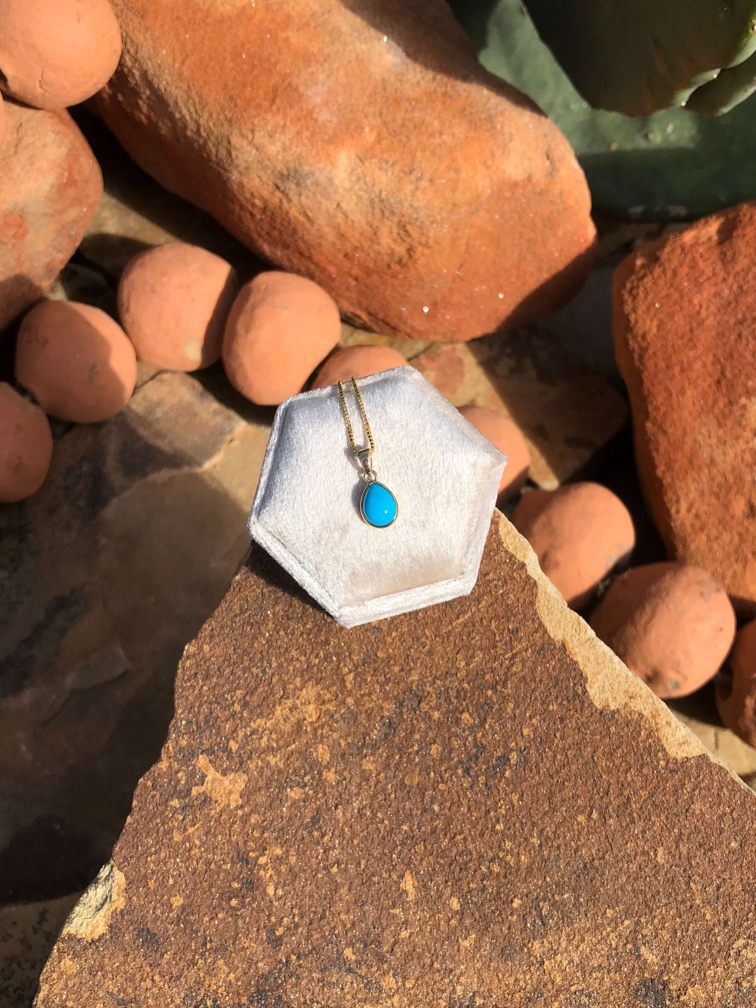 The Nordic 14k and Turquoise Pendant, 20-Pendants-Calli Co., Turquoise and Silver Jewelry, Native American Handmade, Zuni Tribe, Navajo Tribe, Brock Texas