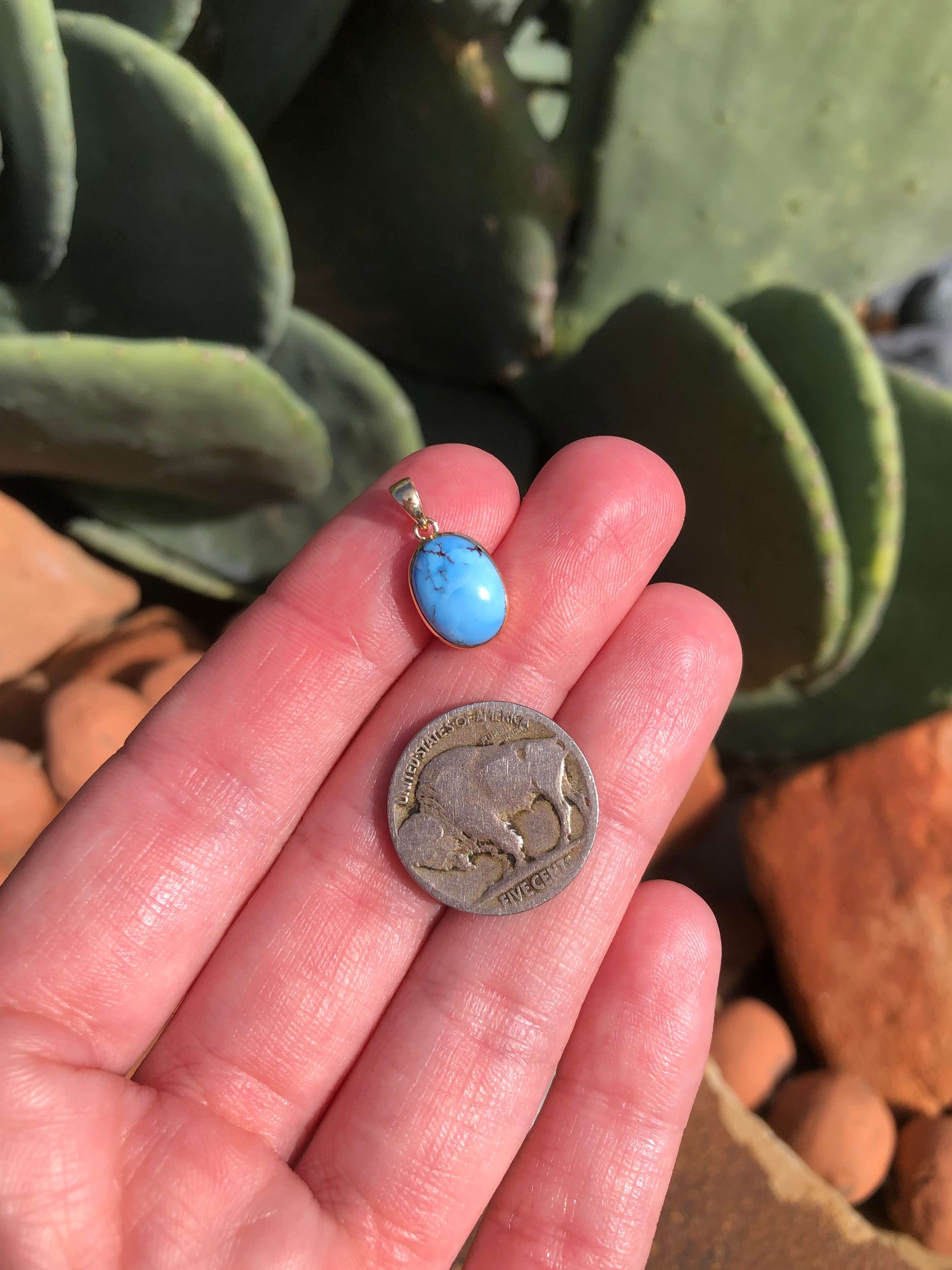 The Nordic 14k and Turquoise Pendant, 27-Pendants-Calli Co., Turquoise and Silver Jewelry, Native American Handmade, Zuni Tribe, Navajo Tribe, Brock Texas