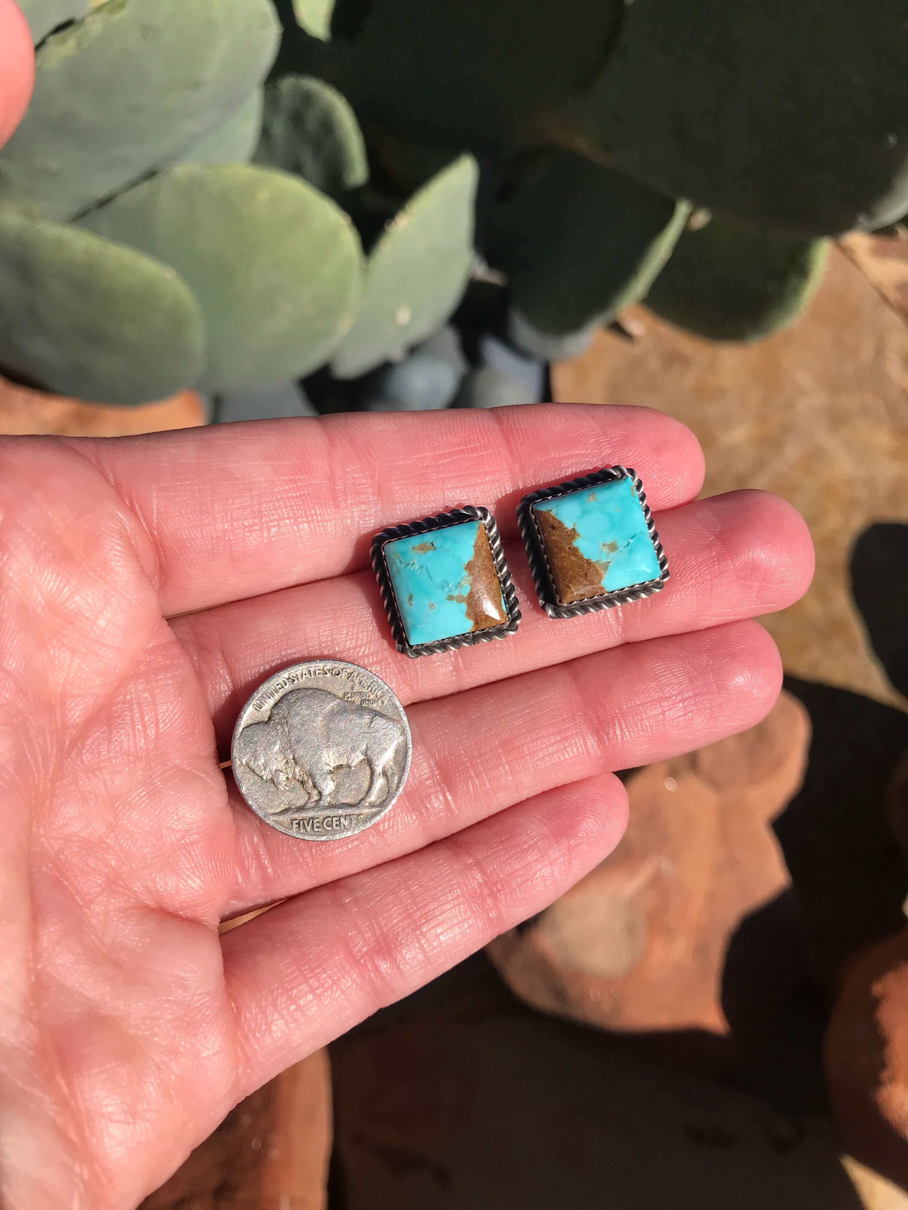 The Turquoise Studs, 30-Earrings-Calli Co., Turquoise and Silver Jewelry, Native American Handmade, Zuni Tribe, Navajo Tribe, Brock Texas