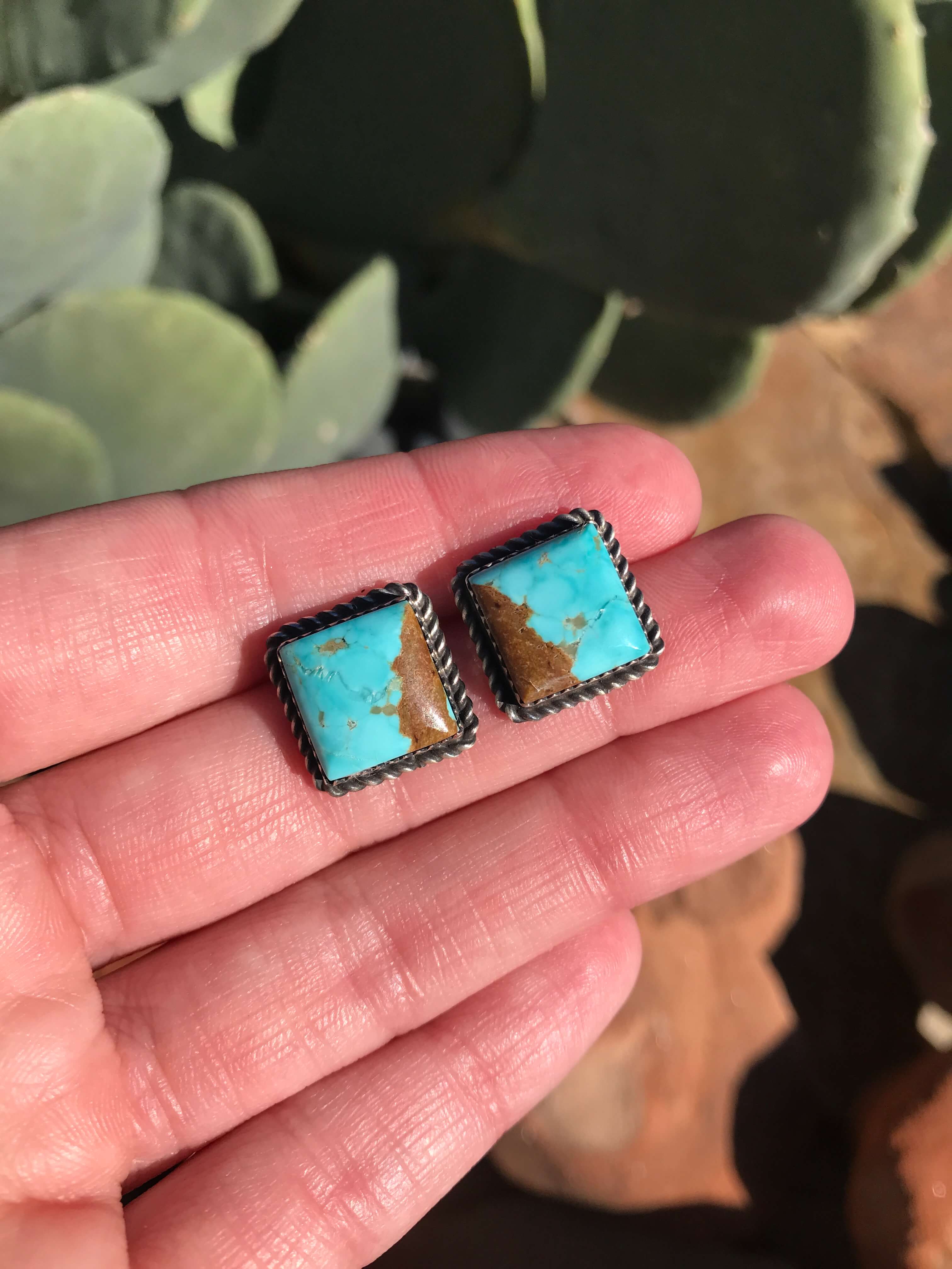 The Turquoise Studs, 30-Earrings-Calli Co., Turquoise and Silver Jewelry, Native American Handmade, Zuni Tribe, Navajo Tribe, Brock Texas