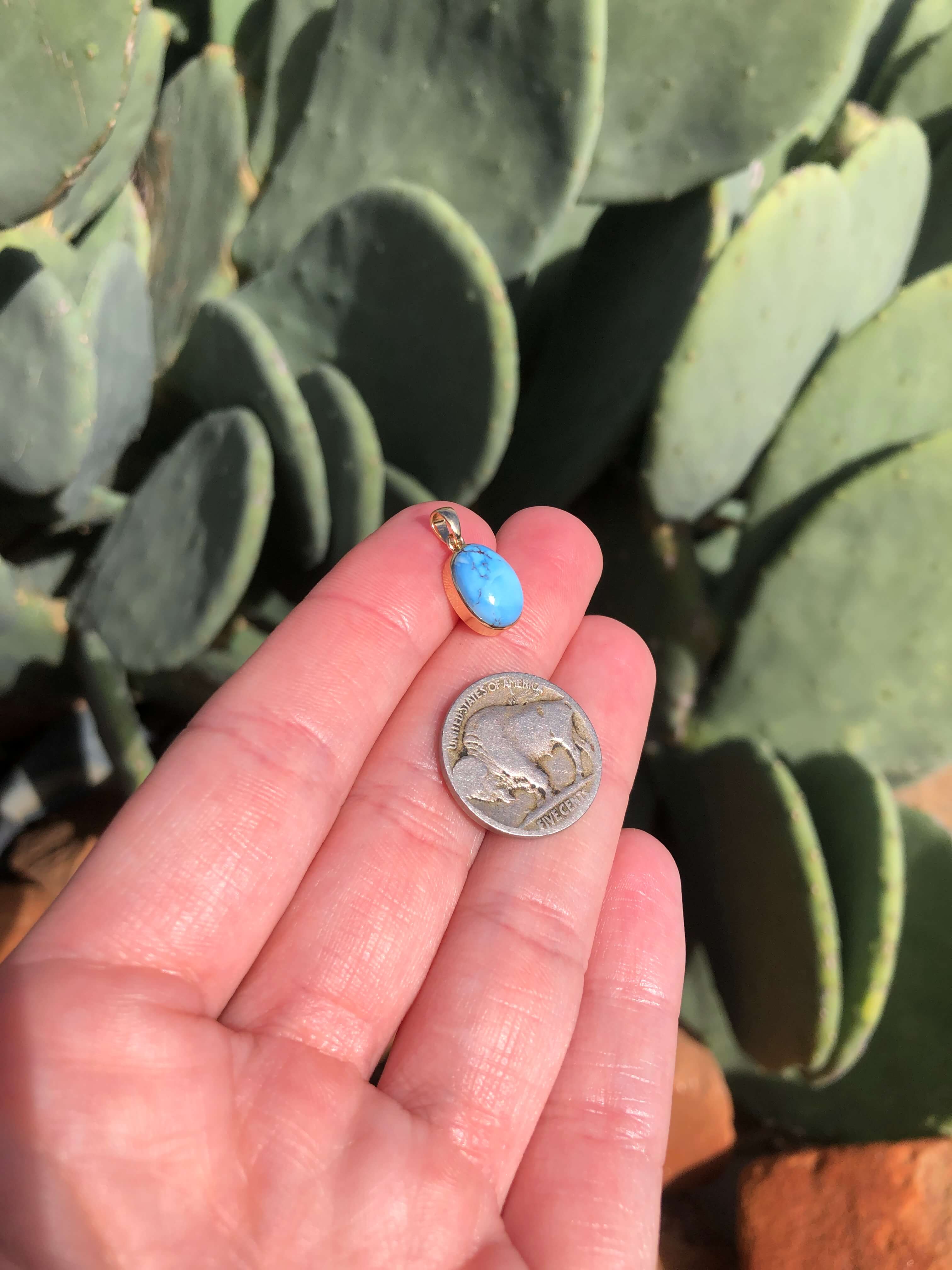 The Nordic 14k and Turquoise Pendant, 27-Pendants-Calli Co., Turquoise and Silver Jewelry, Native American Handmade, Zuni Tribe, Navajo Tribe, Brock Texas