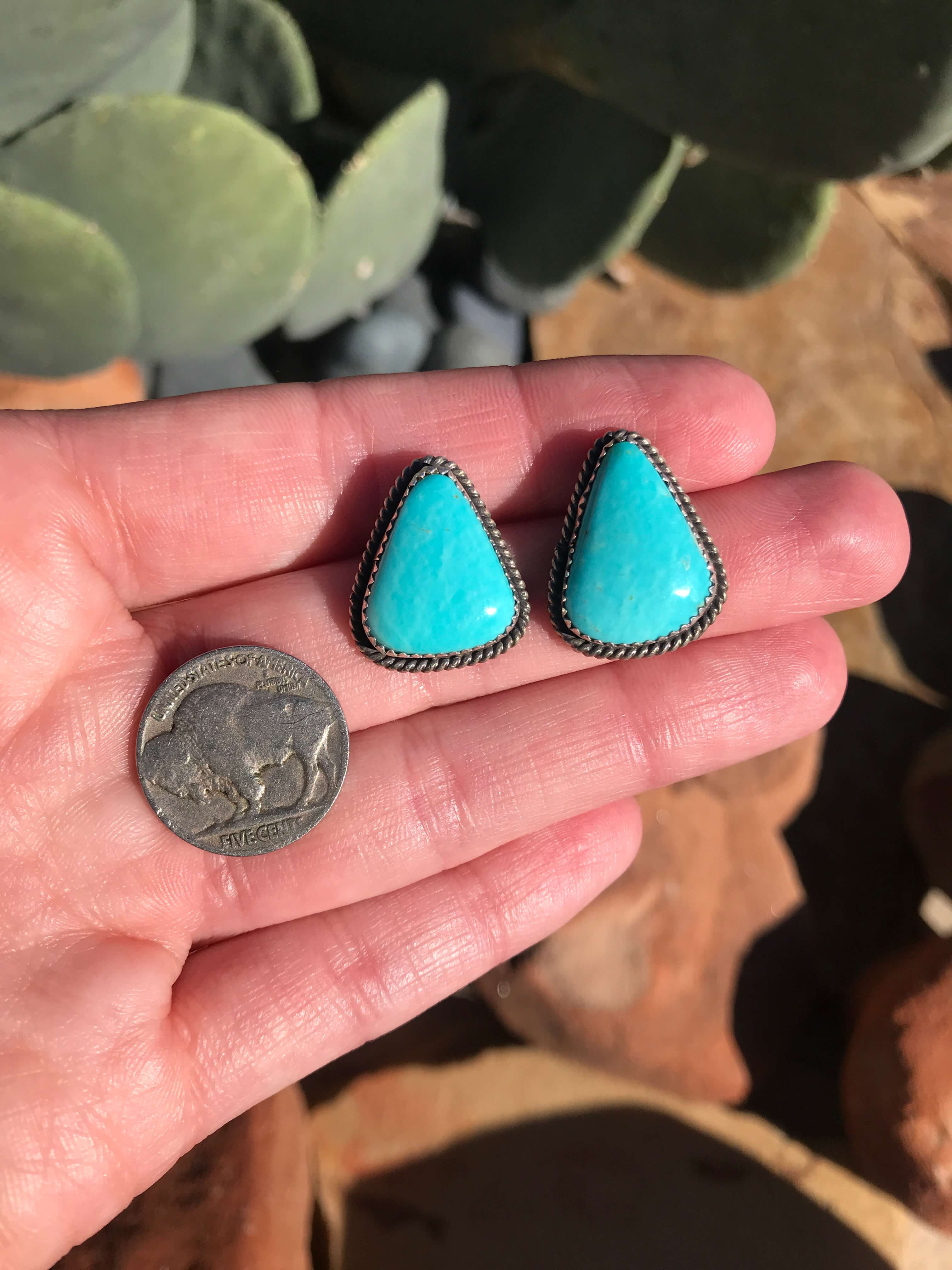 The Turquoise Studs, 28-Earrings-Calli Co., Turquoise and Silver Jewelry, Native American Handmade, Zuni Tribe, Navajo Tribe, Brock Texas