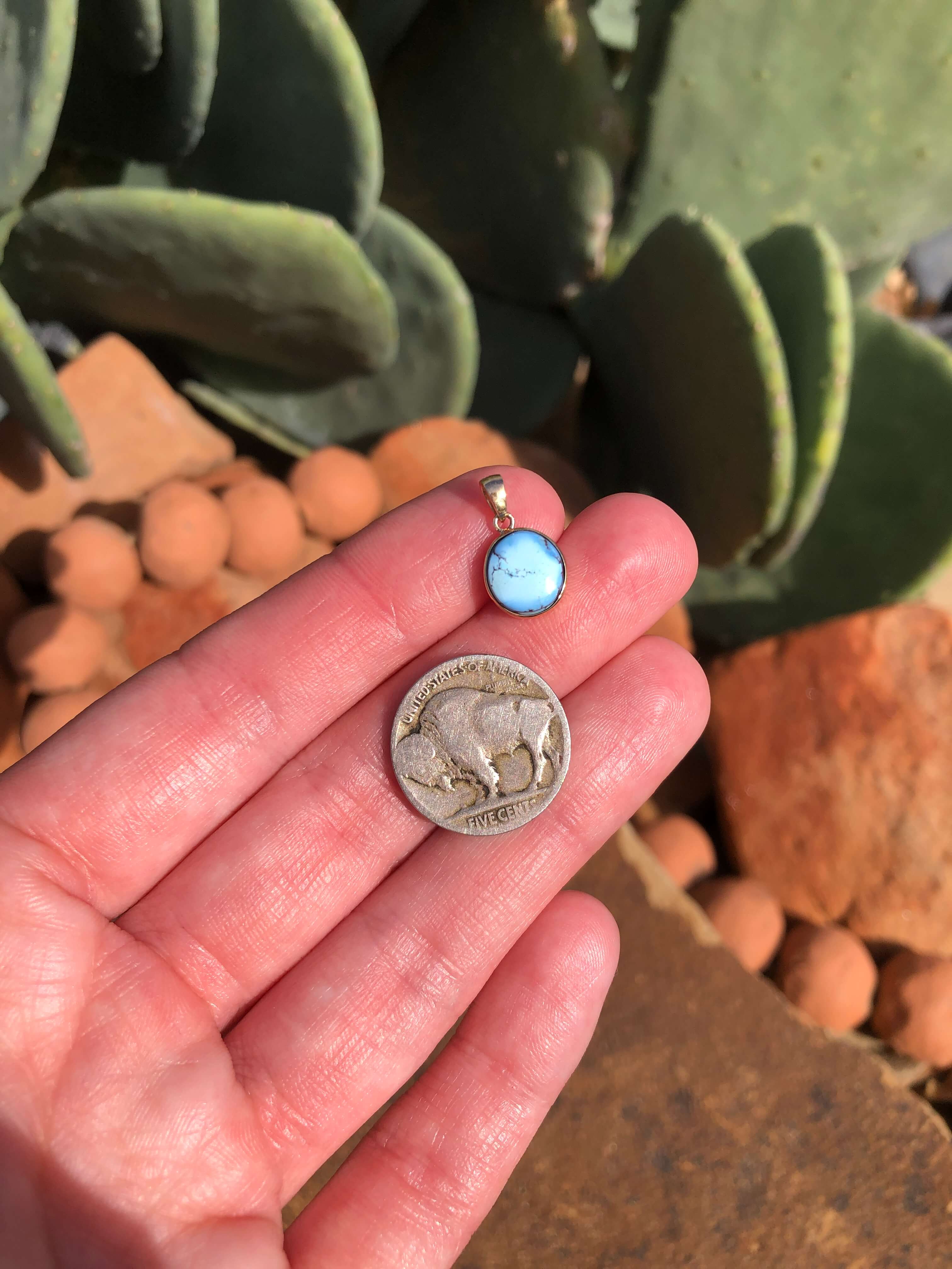 The Nordic 14k and Turquoise Pendant, 28-Pendants-Calli Co., Turquoise and Silver Jewelry, Native American Handmade, Zuni Tribe, Navajo Tribe, Brock Texas