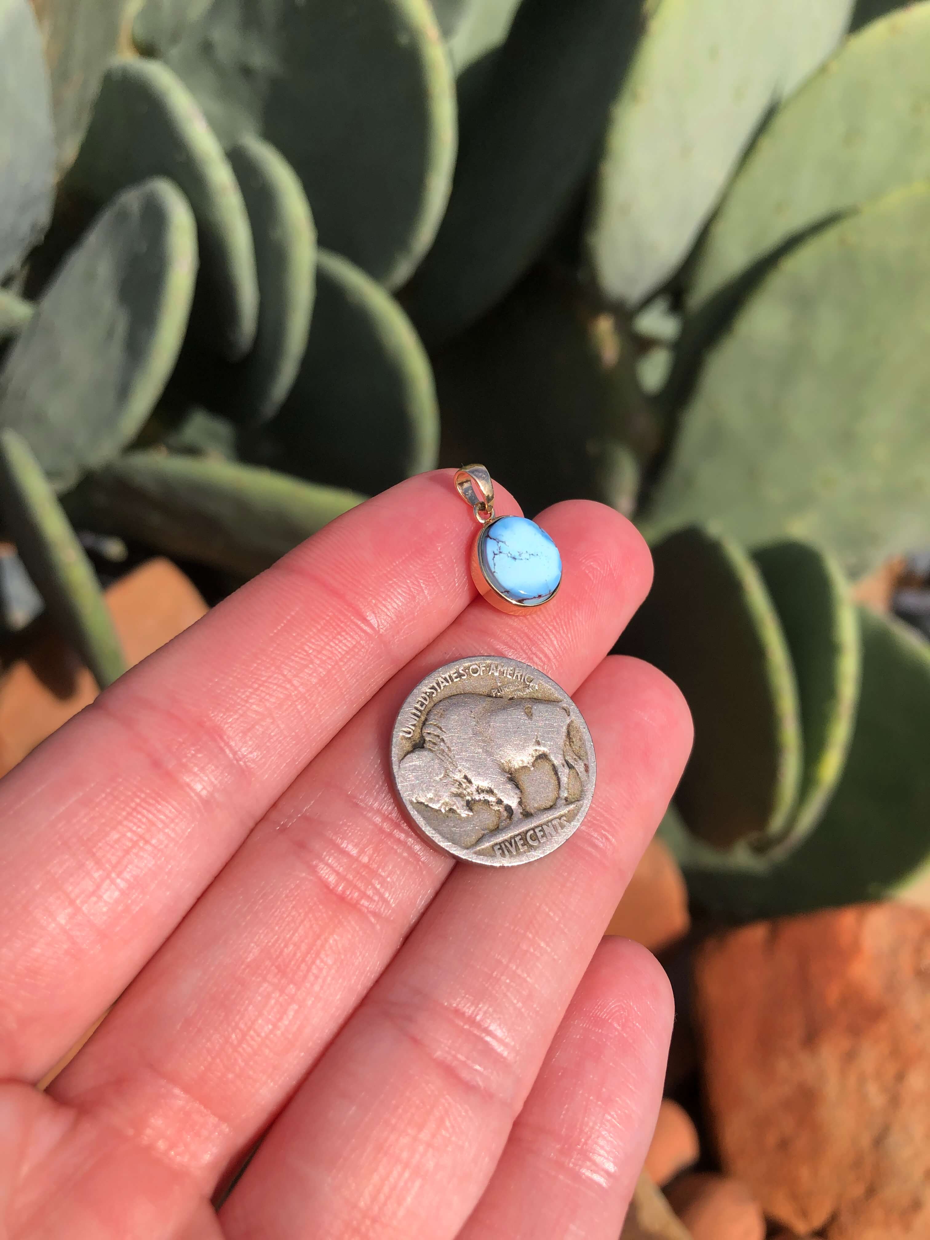 The Nordic 14k and Turquoise Pendant, 28-Pendants-Calli Co., Turquoise and Silver Jewelry, Native American Handmade, Zuni Tribe, Navajo Tribe, Brock Texas