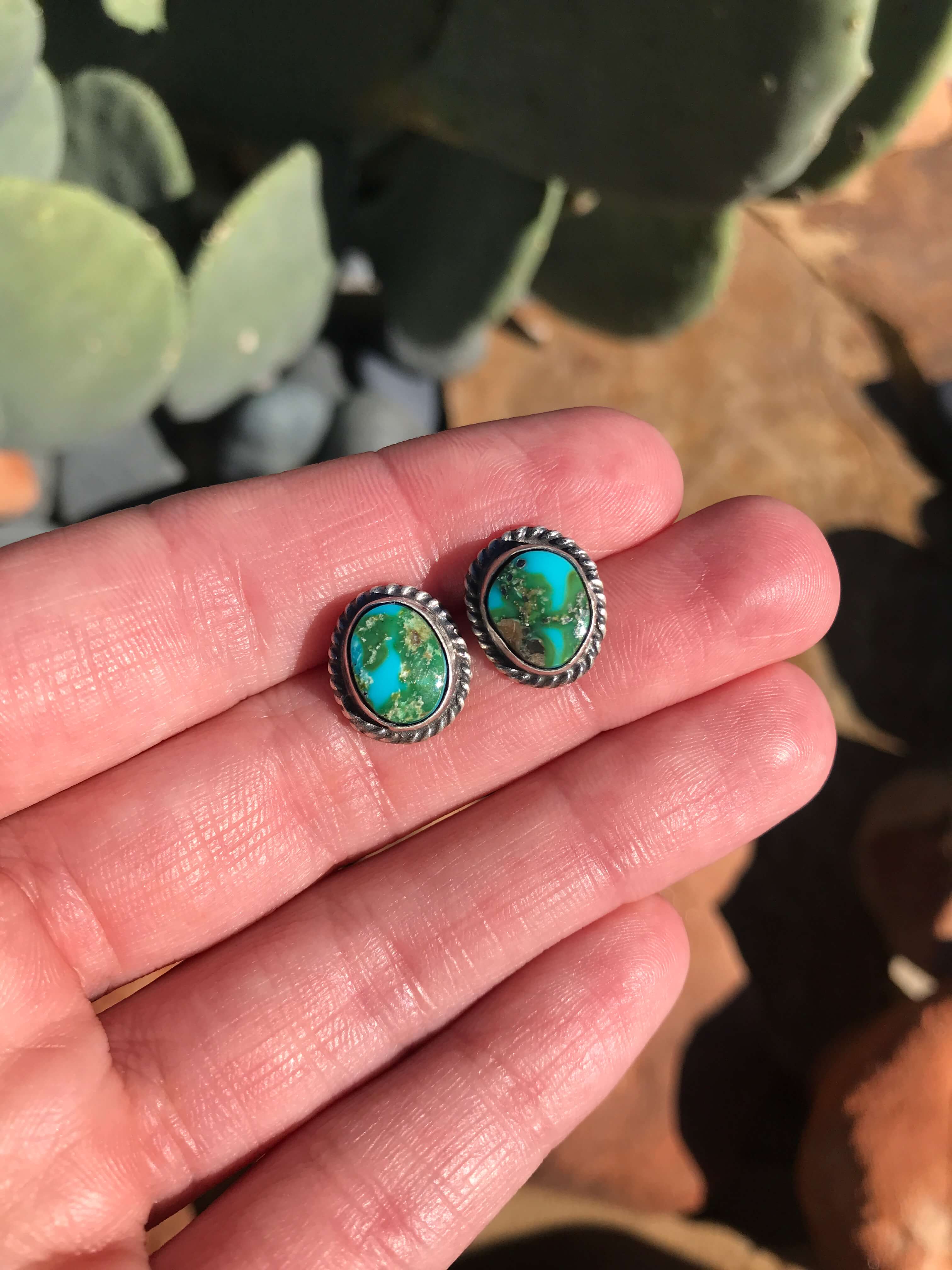 The Sonoran Gold Studs, 9-Earrings-Calli Co., Turquoise and Silver Jewelry, Native American Handmade, Zuni Tribe, Navajo Tribe, Brock Texas