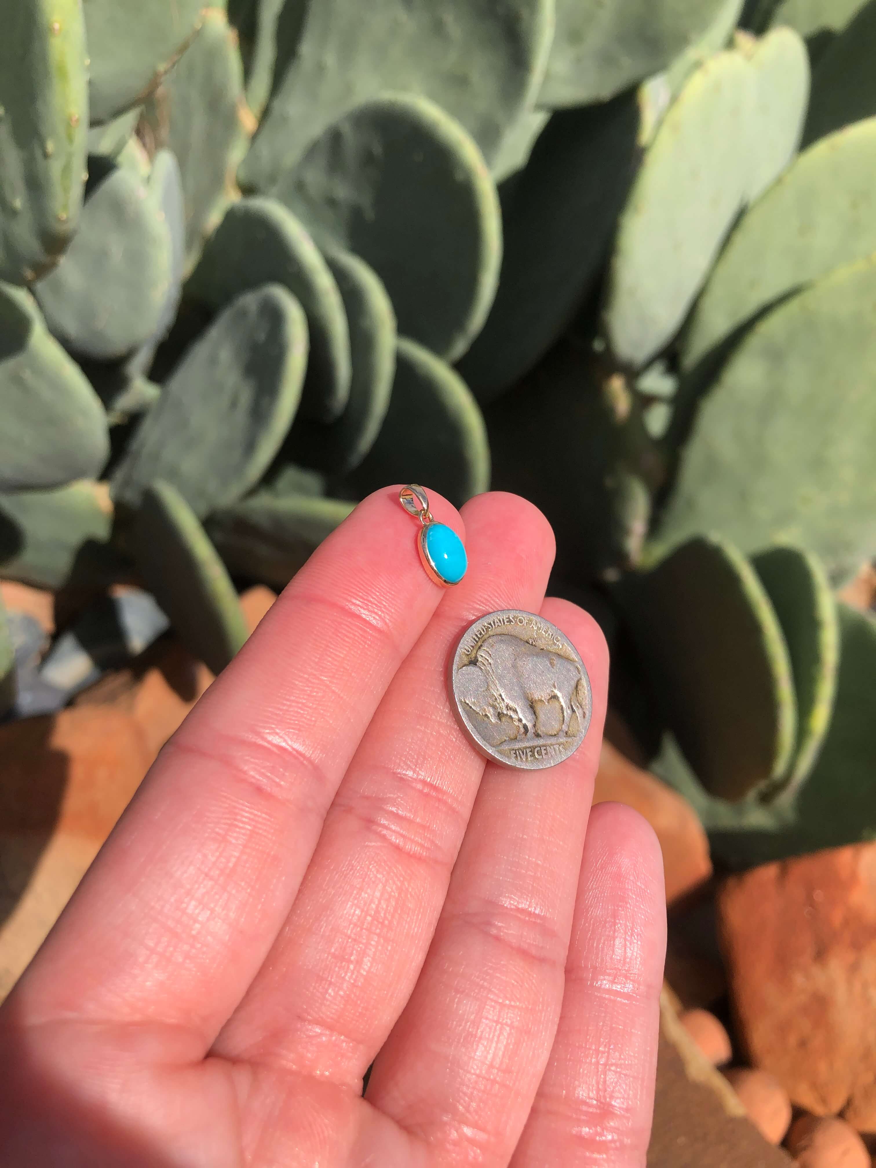 The Nordic 14k and Turquoise Pendant, 21-Pendants-Calli Co., Turquoise and Silver Jewelry, Native American Handmade, Zuni Tribe, Navajo Tribe, Brock Texas