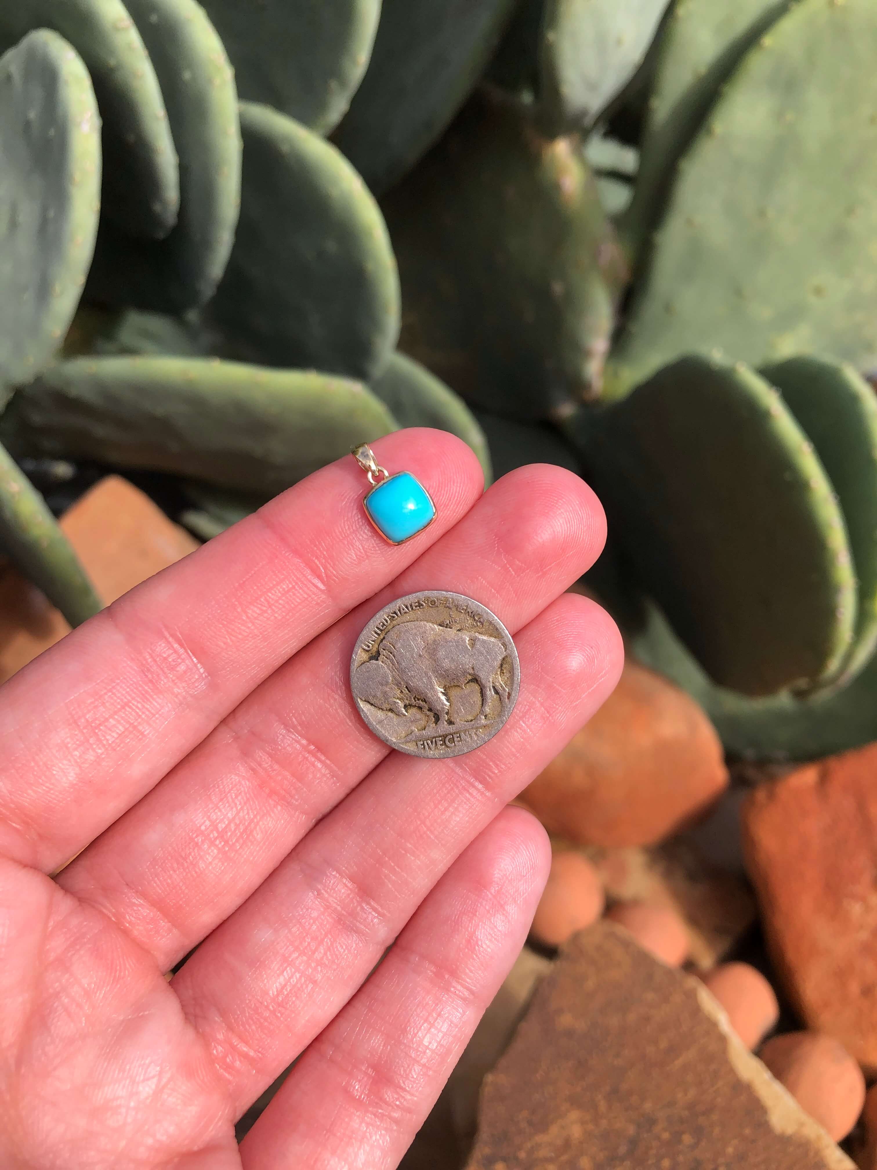 The Nordic 14k and Turquoise Pendant, 31-Pendants-Calli Co., Turquoise and Silver Jewelry, Native American Handmade, Zuni Tribe, Navajo Tribe, Brock Texas