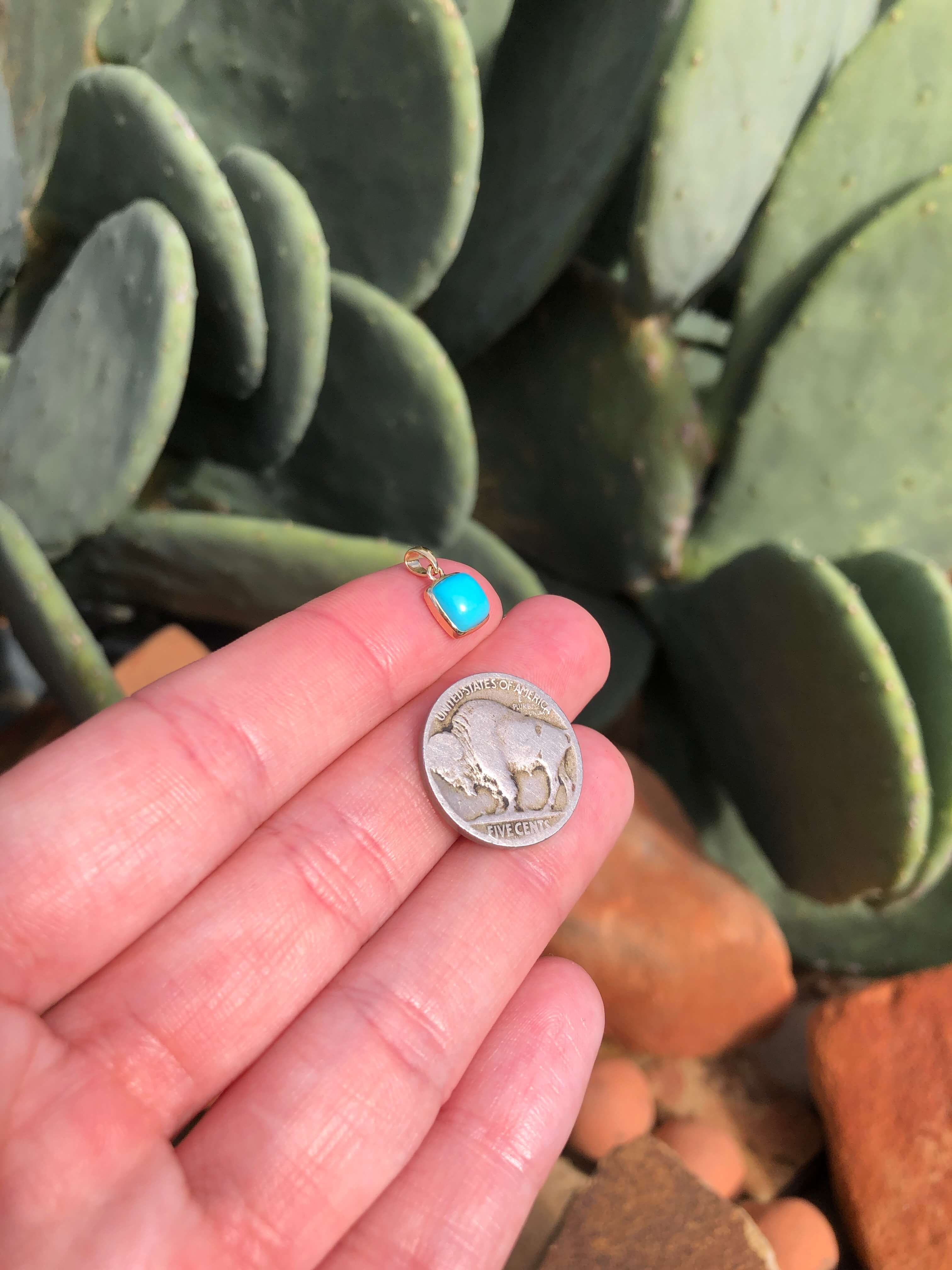 The Nordic 14k and Turquoise Pendant, 31-Pendants-Calli Co., Turquoise and Silver Jewelry, Native American Handmade, Zuni Tribe, Navajo Tribe, Brock Texas
