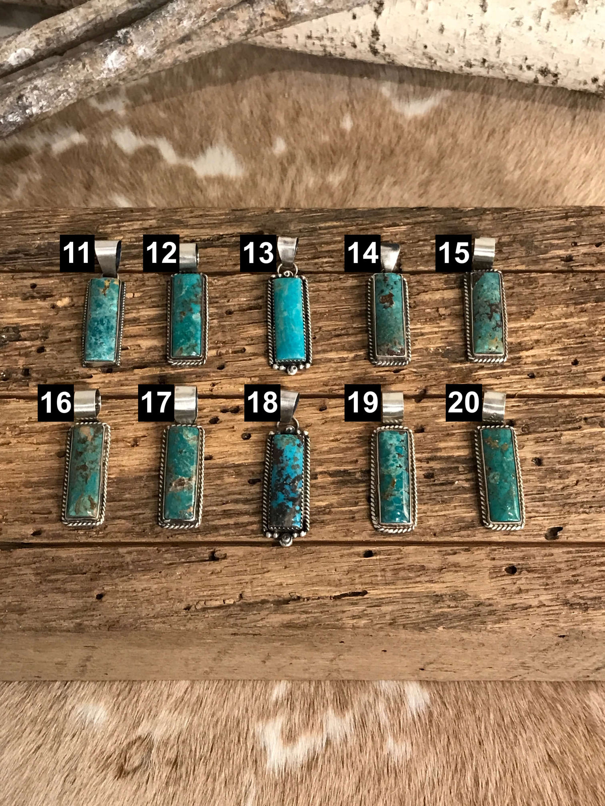 The Bighorn Turquoise Bar Pendants-Pendants-Calli Co., Turquoise and Silver Jewelry, Native American Handmade, Zuni Tribe, Navajo Tribe, Brock Texas