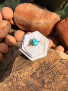 The London 14k and Turquoise Ring 17, Sz 6-Rings-Calli Co., Turquoise and Silver Jewelry, Native American Handmade, Zuni Tribe, Navajo Tribe, Brock Texas