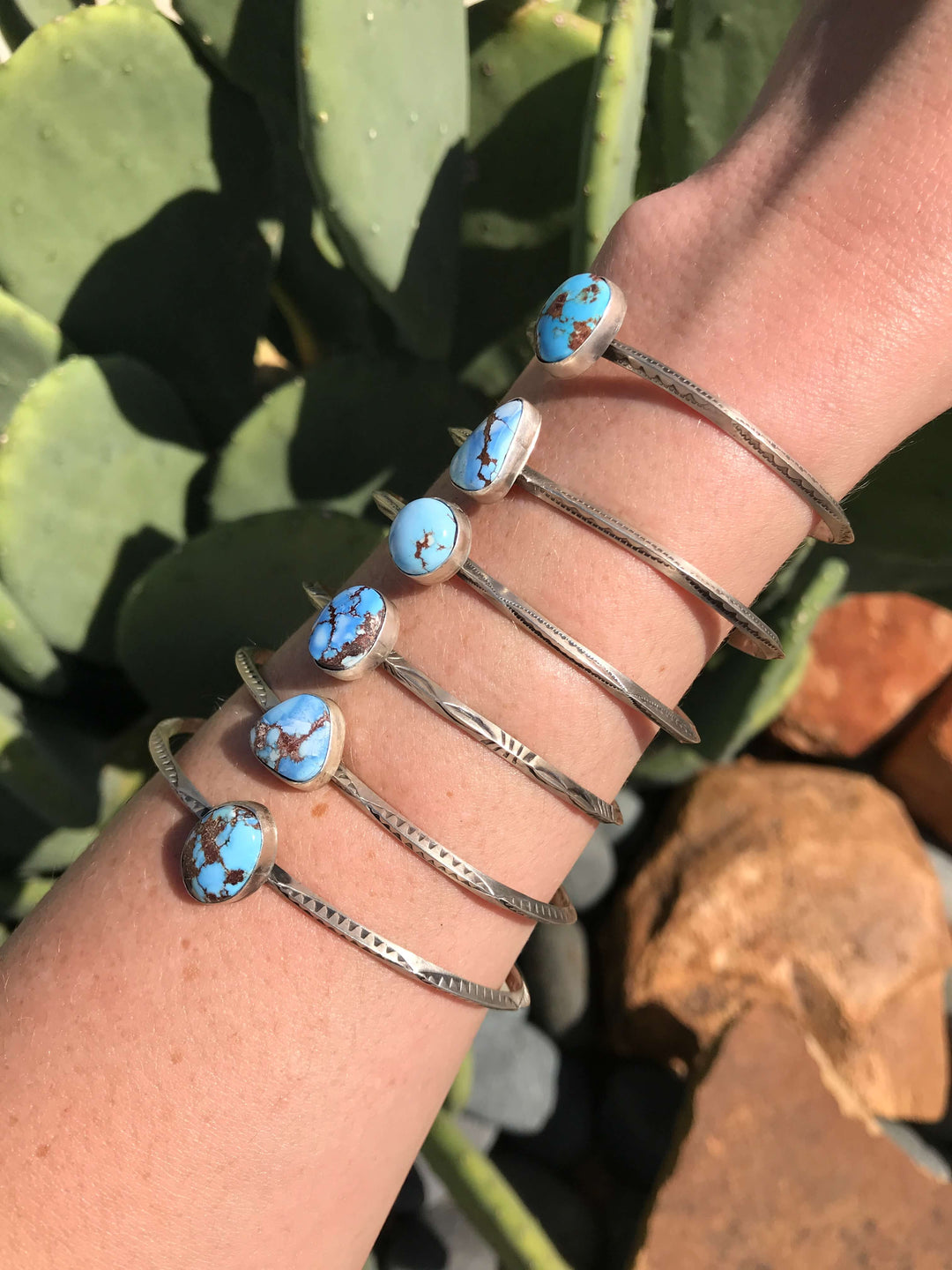 The Tetlin Golden Hills Turquoise Cuffs-Bracelets & Cuffs-Calli Co., Turquoise and Silver Jewelry, Native American Handmade, Zuni Tribe, Navajo Tribe, Brock Texas