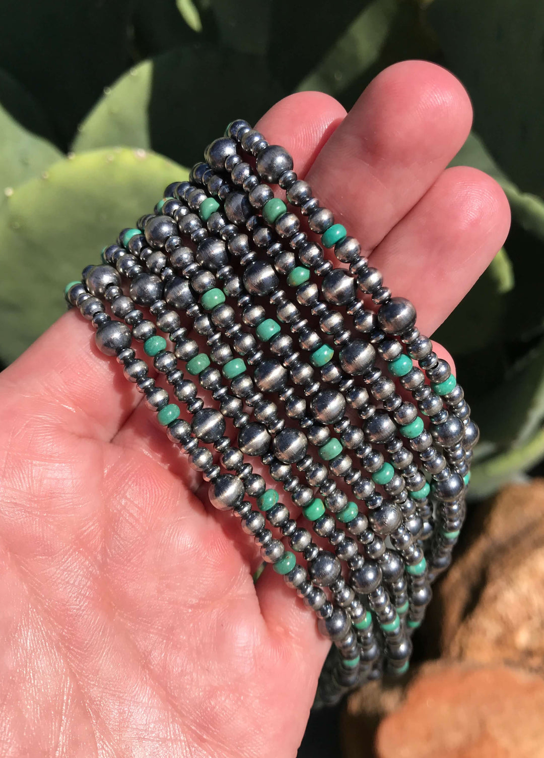 The Crown Point Turquoise and Pearl Necklace, 17"-Necklaces-Calli Co., Turquoise and Silver Jewelry, Native American Handmade, Zuni Tribe, Navajo Tribe, Brock Texas