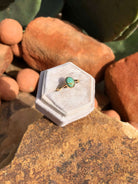 The London 14k and Turquoise Ring 15, Sz 7-Rings-Calli Co., Turquoise and Silver Jewelry, Native American Handmade, Zuni Tribe, Navajo Tribe, Brock Texas