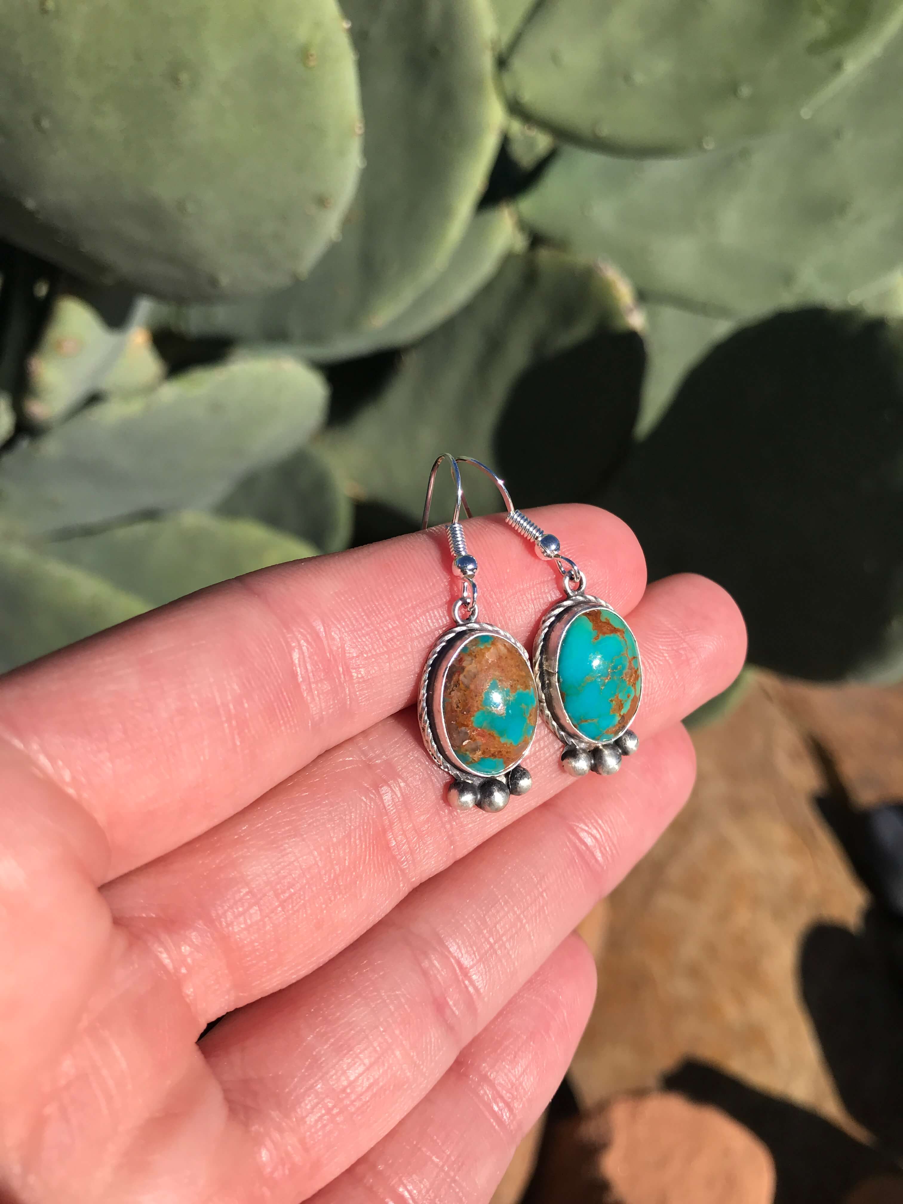Handmade Ribbon/Boulder Turquoise Earrings Calli Co Silver