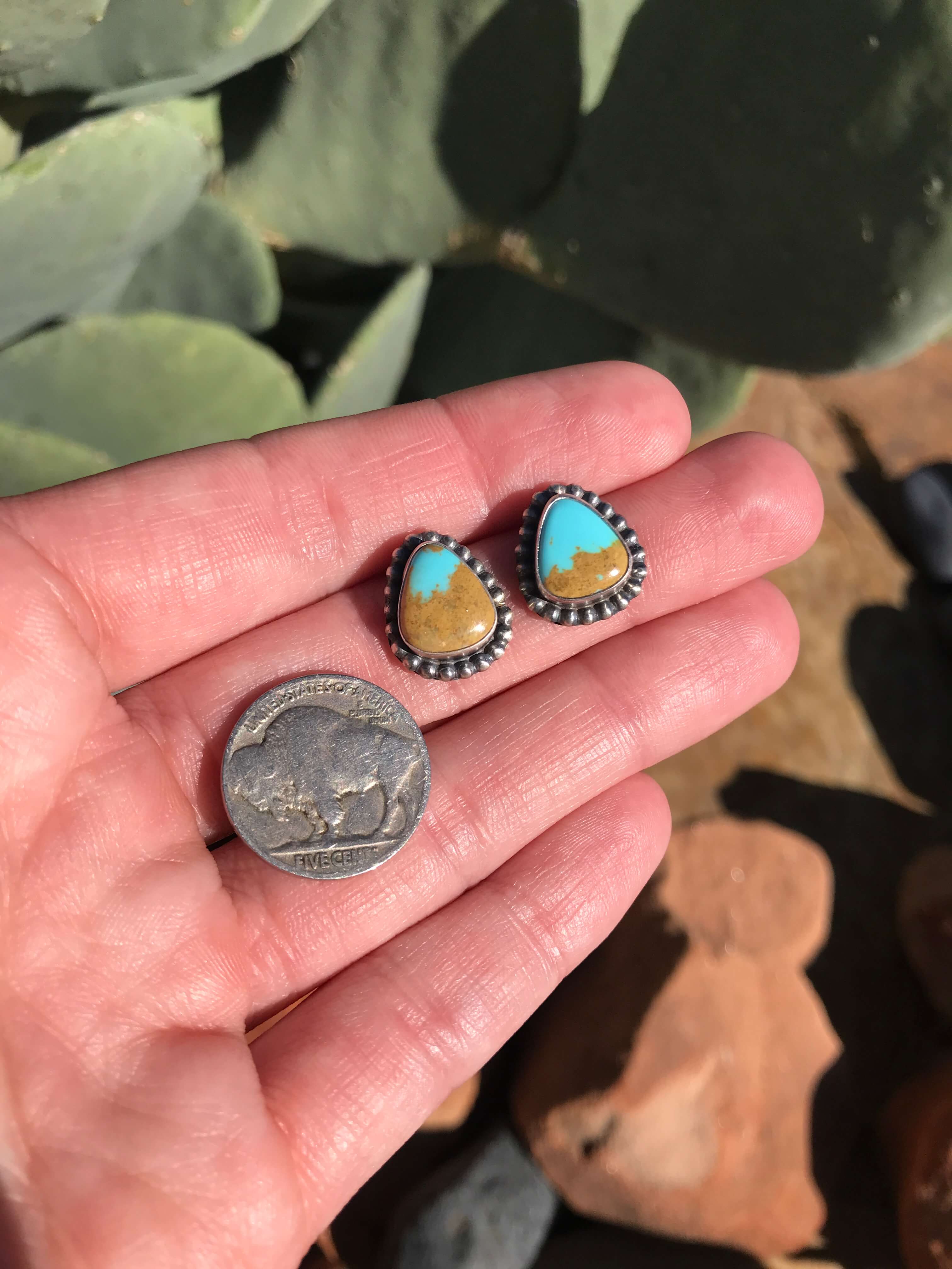 The Turquoise Studs, 11-Earrings-Calli Co., Turquoise and Silver Jewelry, Native American Handmade, Zuni Tribe, Navajo Tribe, Brock Texas