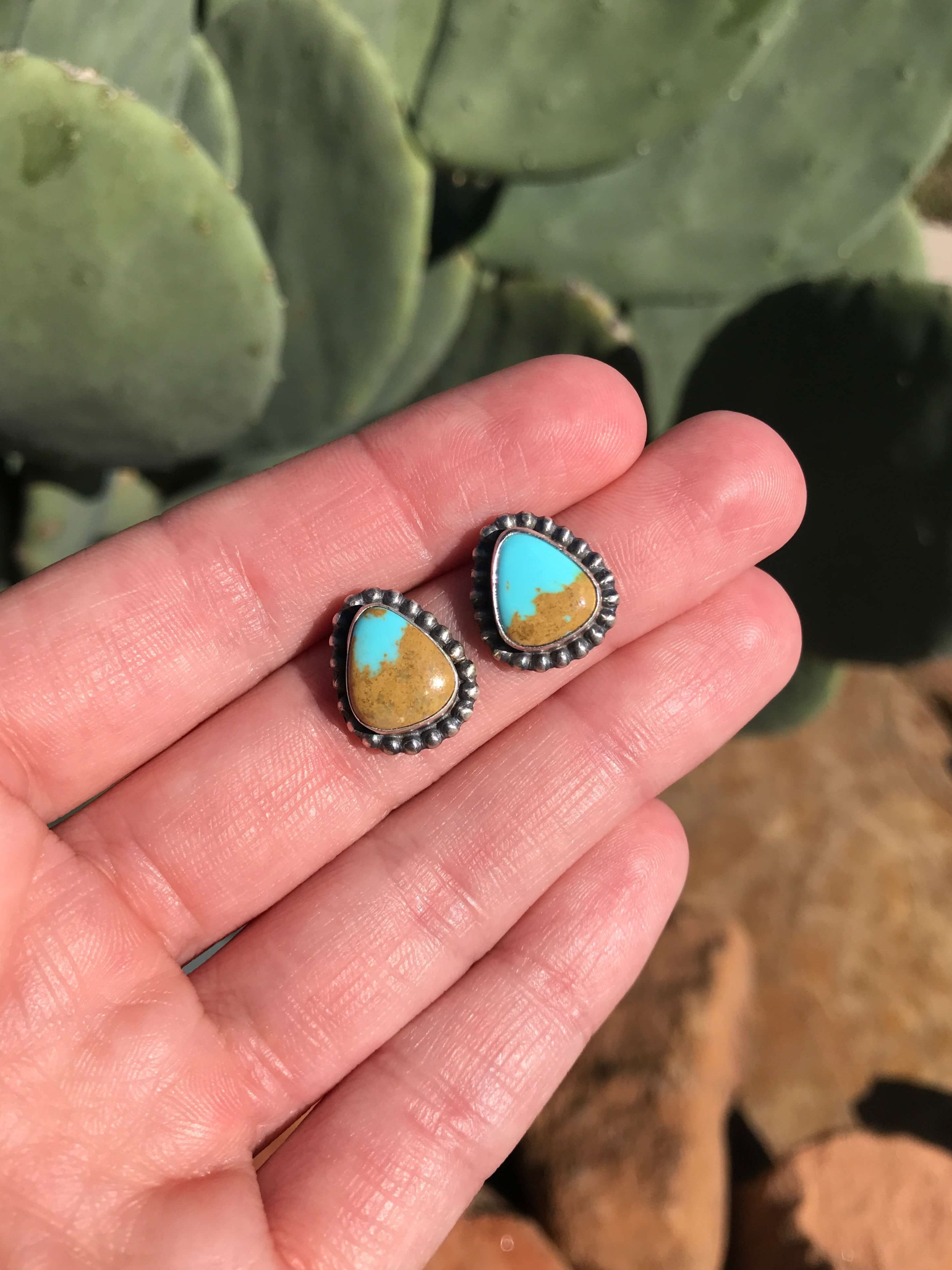 The Turquoise Studs, 11-Earrings-Calli Co., Turquoise and Silver Jewelry, Native American Handmade, Zuni Tribe, Navajo Tribe, Brock Texas