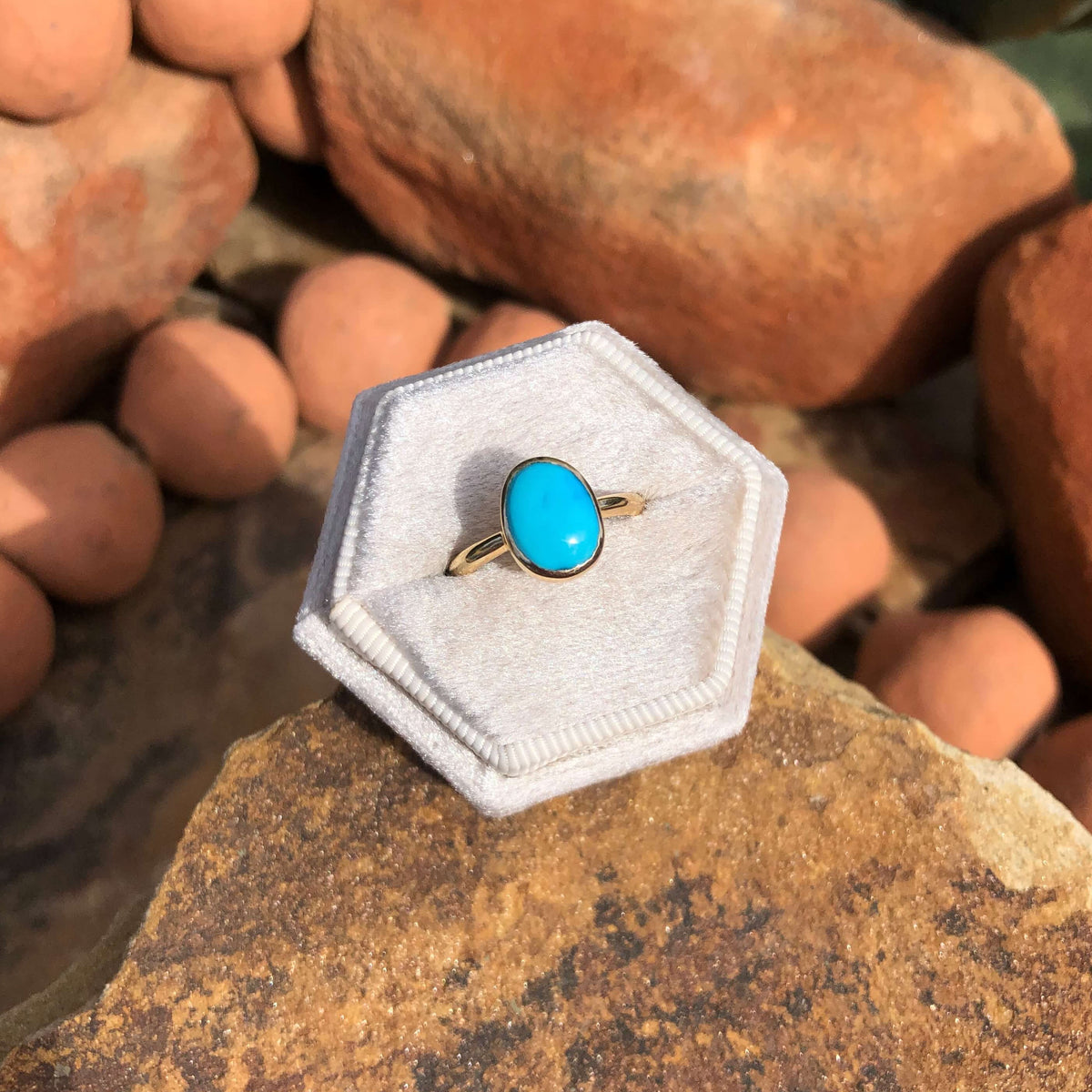 The London 14k and Turquoise Ring 19, Sz 7 – Calli Co. Silver