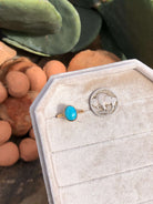 The London 14k and Turquoise Ring 19, Sz 7-Rings-Calli Co., Turquoise and Silver Jewelry, Native American Handmade, Zuni Tribe, Navajo Tribe, Brock Texas