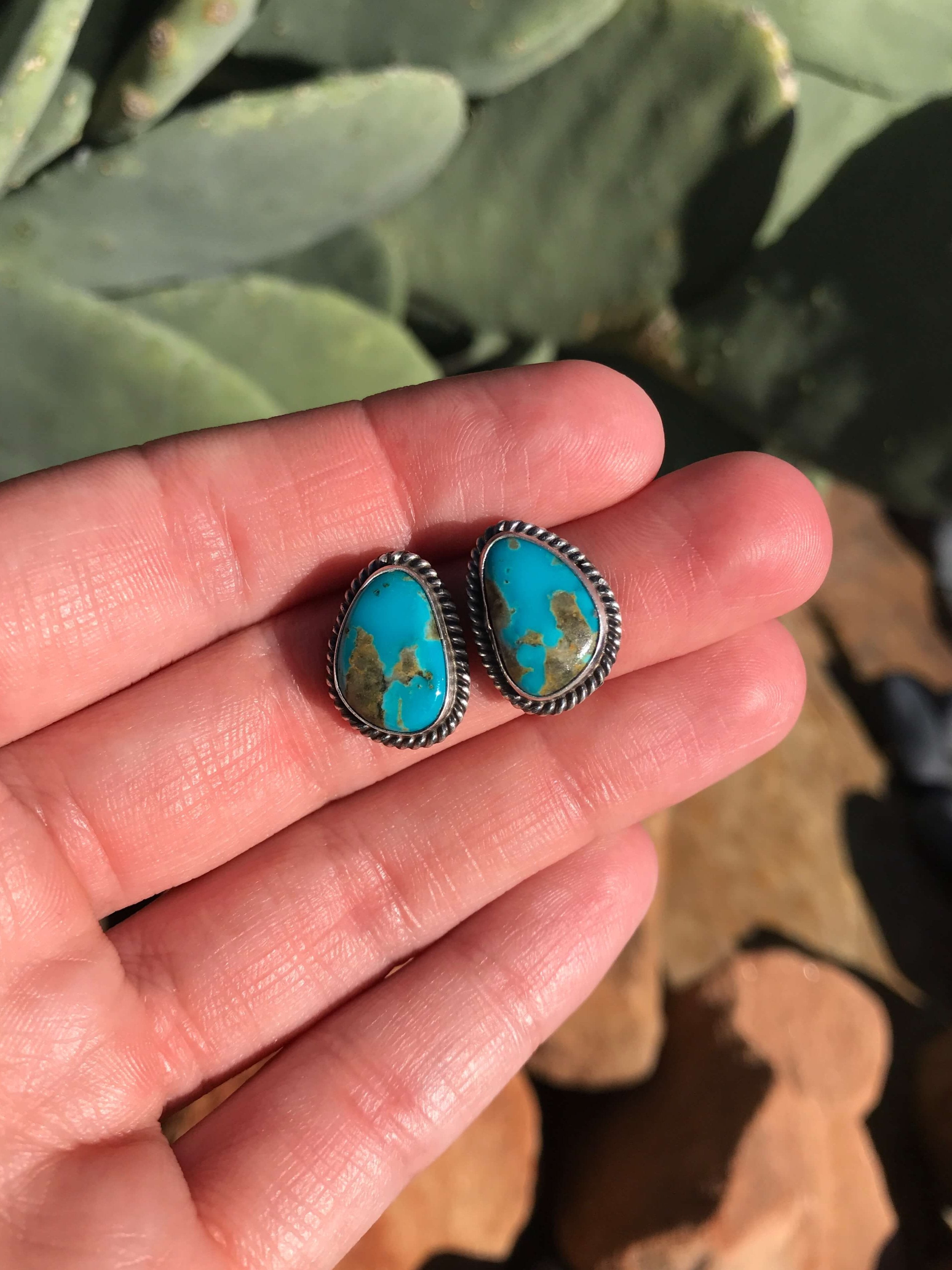 The Turquoise Studs, 15-Earrings-Calli Co., Turquoise and Silver Jewelry, Native American Handmade, Zuni Tribe, Navajo Tribe, Brock Texas