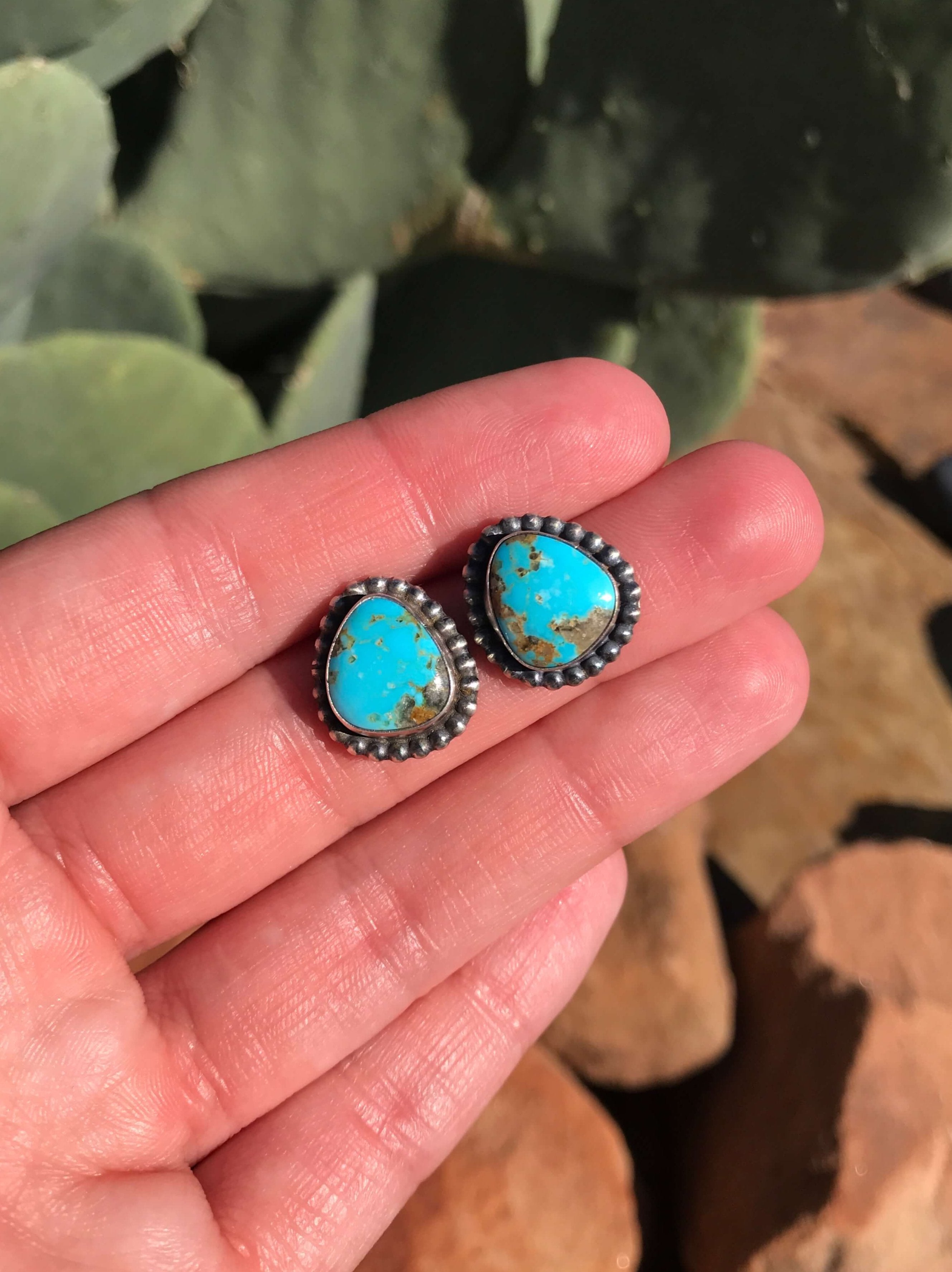 The Turquoise Studs, 16-Earrings-Calli Co., Turquoise and Silver Jewelry, Native American Handmade, Zuni Tribe, Navajo Tribe, Brock Texas