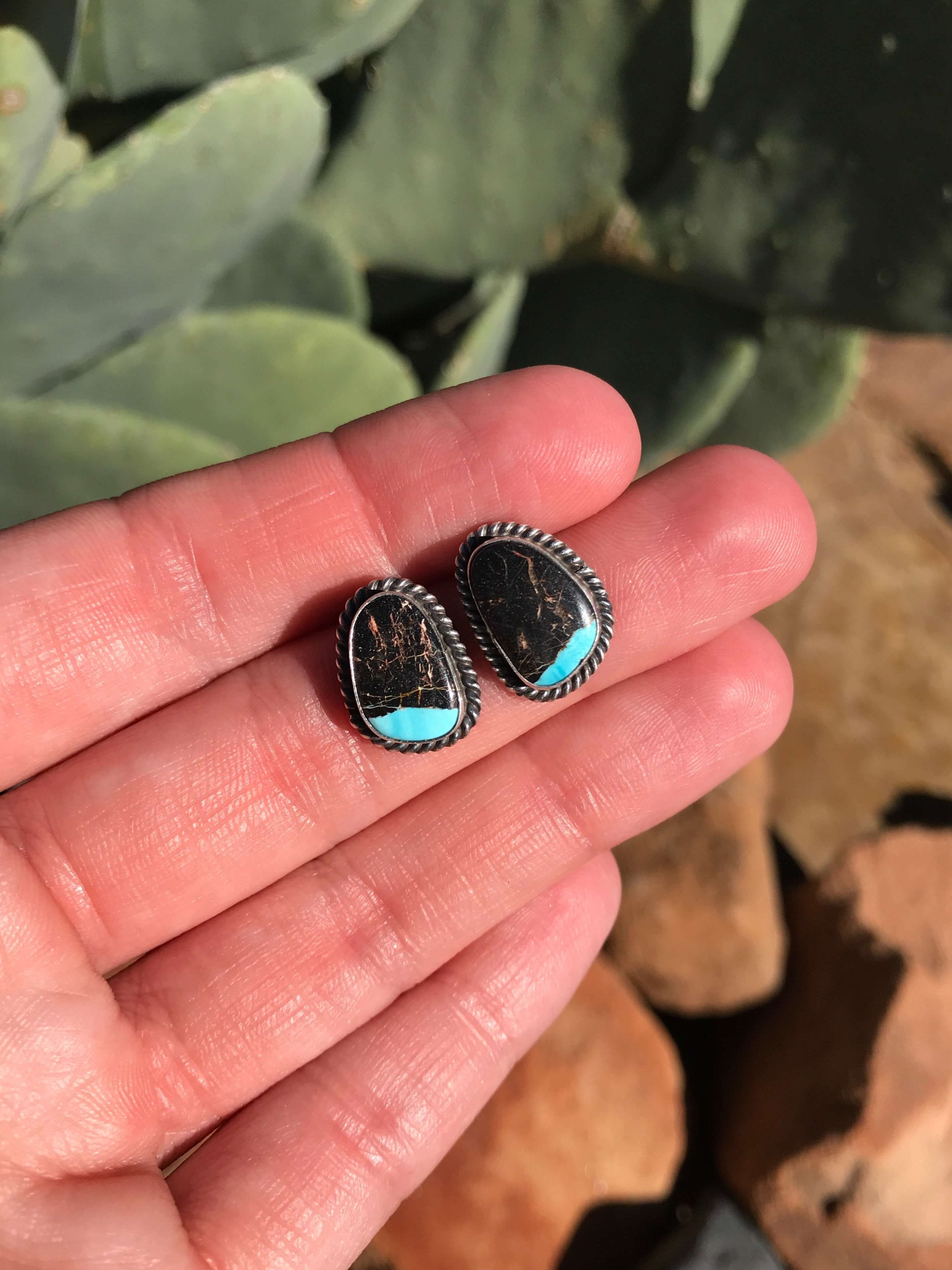 The Turquoise Studs, 23-Earrings-Calli Co., Turquoise and Silver Jewelry, Native American Handmade, Zuni Tribe, Navajo Tribe, Brock Texas