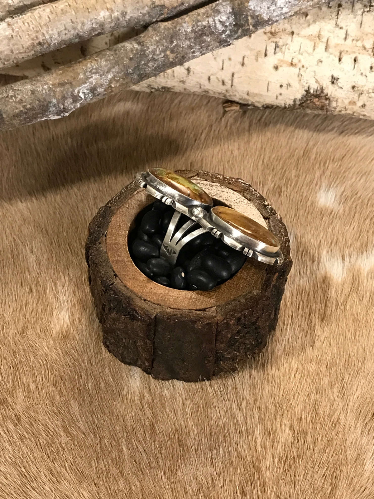 The Velarde Ring, 2-Rings-Calli Co., Turquoise and Silver Jewelry, Native American Handmade, Zuni Tribe, Navajo Tribe, Brock Texas