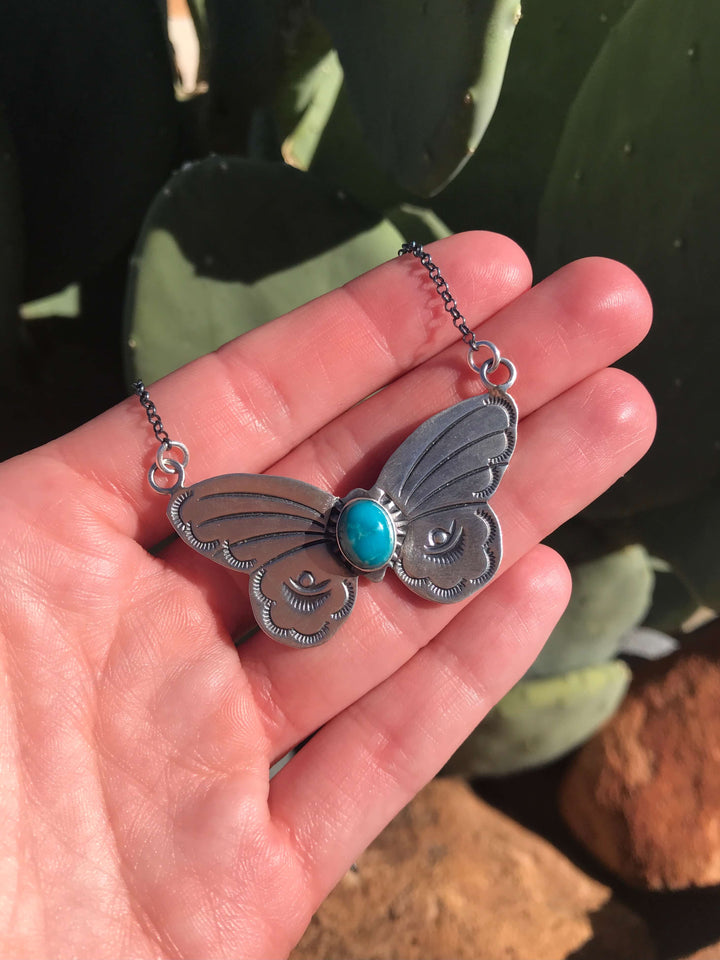 The Butterfly Necklace, 10-Necklaces-Calli Co., Turquoise and Silver Jewelry, Native American Handmade, Zuni Tribe, Navajo Tribe, Brock Texas