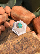 The London 14k and Turquoise Ring 18, Sz 7.5-Rings-Calli Co., Turquoise and Silver Jewelry, Native American Handmade, Zuni Tribe, Navajo Tribe, Brock Texas