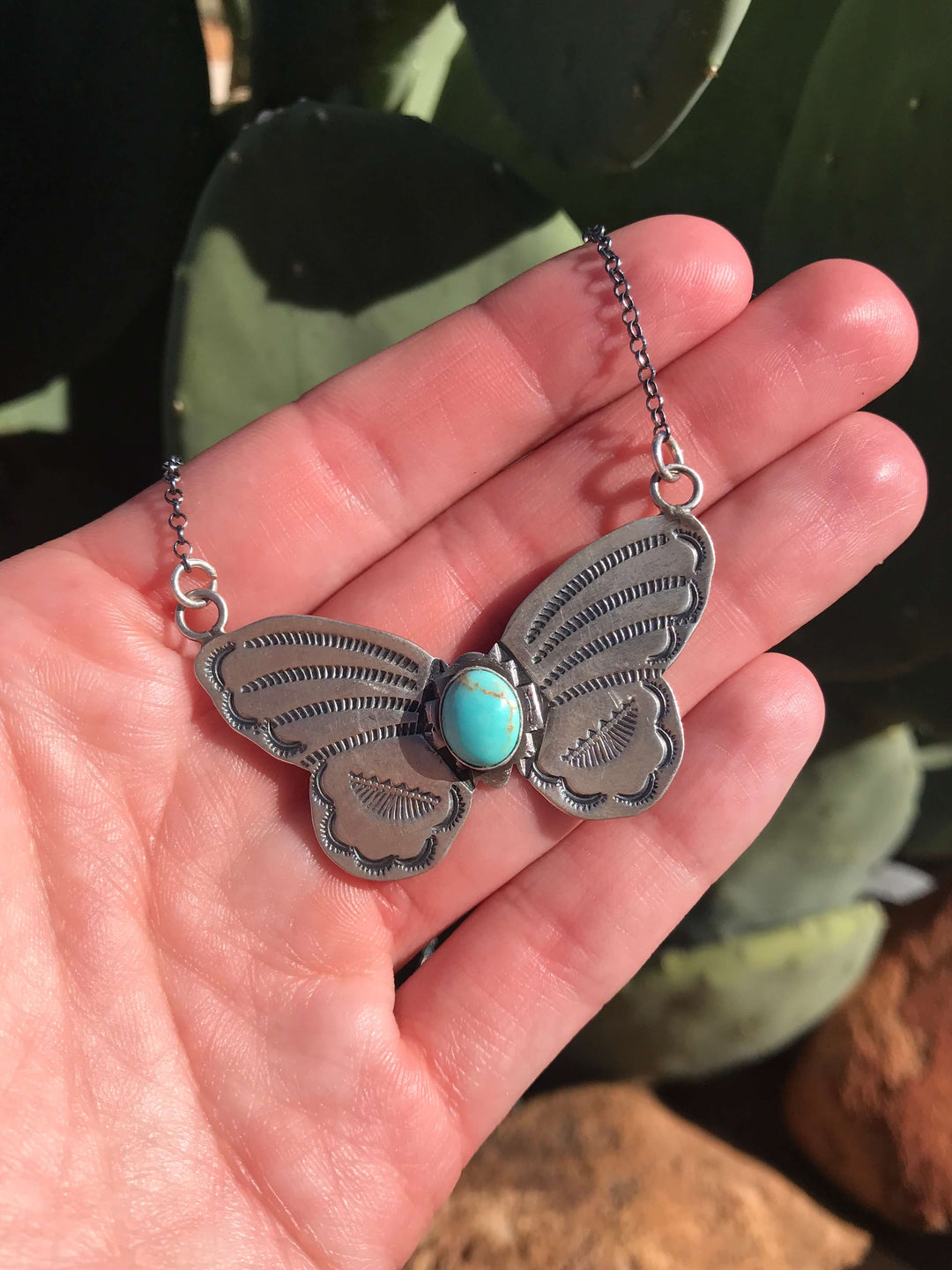 The Butterfly Necklace, 11-Necklaces-Calli Co., Turquoise and Silver Jewelry, Native American Handmade, Zuni Tribe, Navajo Tribe, Brock Texas