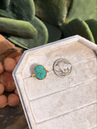 The London 14k and Turquoise Ring 18, Sz 7.5-Rings-Calli Co., Turquoise and Silver Jewelry, Native American Handmade, Zuni Tribe, Navajo Tribe, Brock Texas