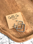 The Aidan Square Hoops-Earrings-Calli Co., Turquoise and Silver Jewelry, Native American Handmade, Zuni Tribe, Navajo Tribe, Brock Texas