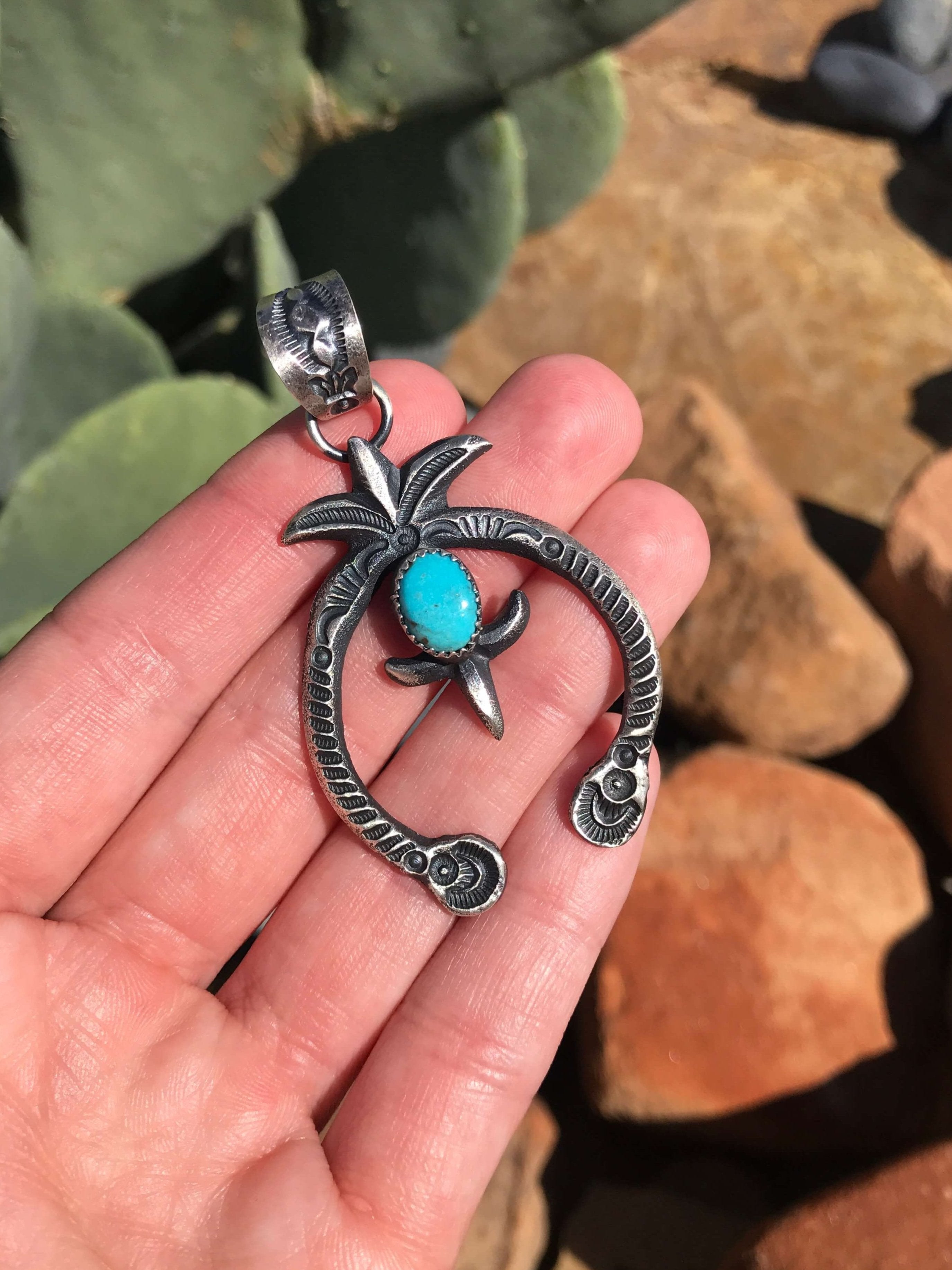 The Naja Pendant, 61-Pendants-Calli Co., Turquoise and Silver Jewelry, Native American Handmade, Zuni Tribe, Navajo Tribe, Brock Texas