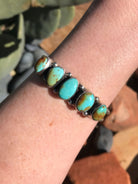 The 5 Stone Turquoise Cuff, 9-Bracelets & Cuffs-Calli Co., Turquoise and Silver Jewelry, Native American Handmade, Zuni Tribe, Navajo Tribe, Brock Texas