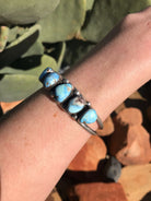 The 5 Stone Turquoise Cuff, 11-Bracelets & Cuffs-Calli Co., Turquoise and Silver Jewelry, Native American Handmade, Zuni Tribe, Navajo Tribe, Brock Texas