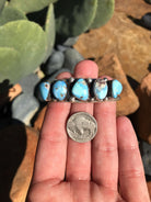 The 5 Stone Turquoise Cuff, 11-Bracelets & Cuffs-Calli Co., Turquoise and Silver Jewelry, Native American Handmade, Zuni Tribe, Navajo Tribe, Brock Texas